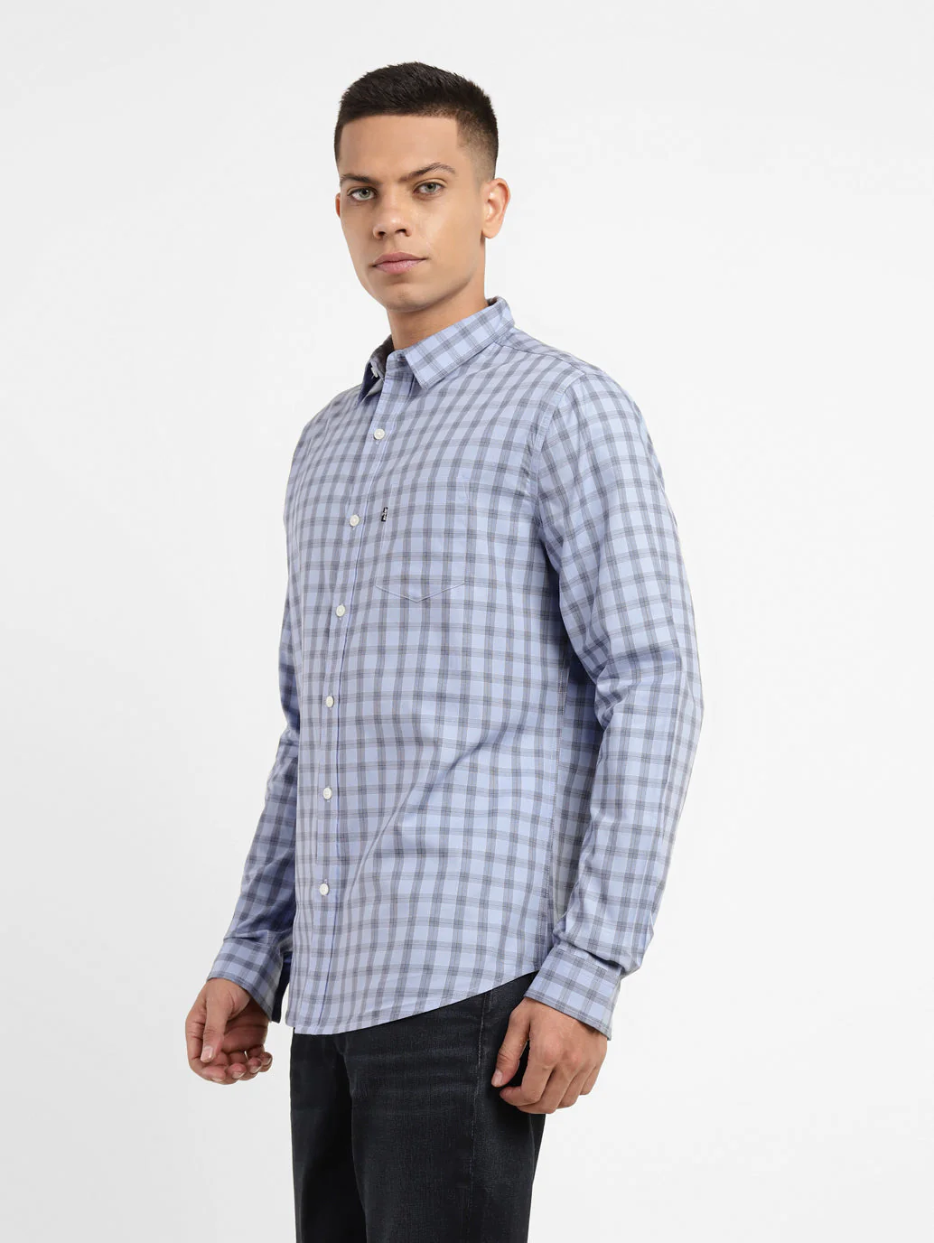Men's Checkered Spread Collar Shirt - Image 4