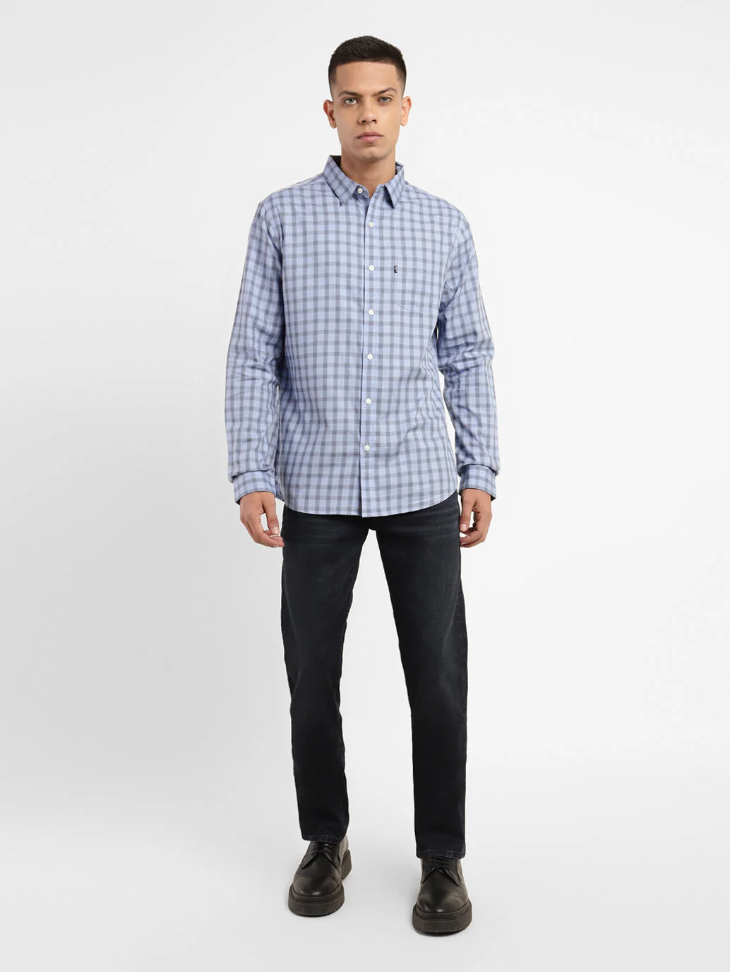 Men's Checkered Spread Collar Shirt - Image 6