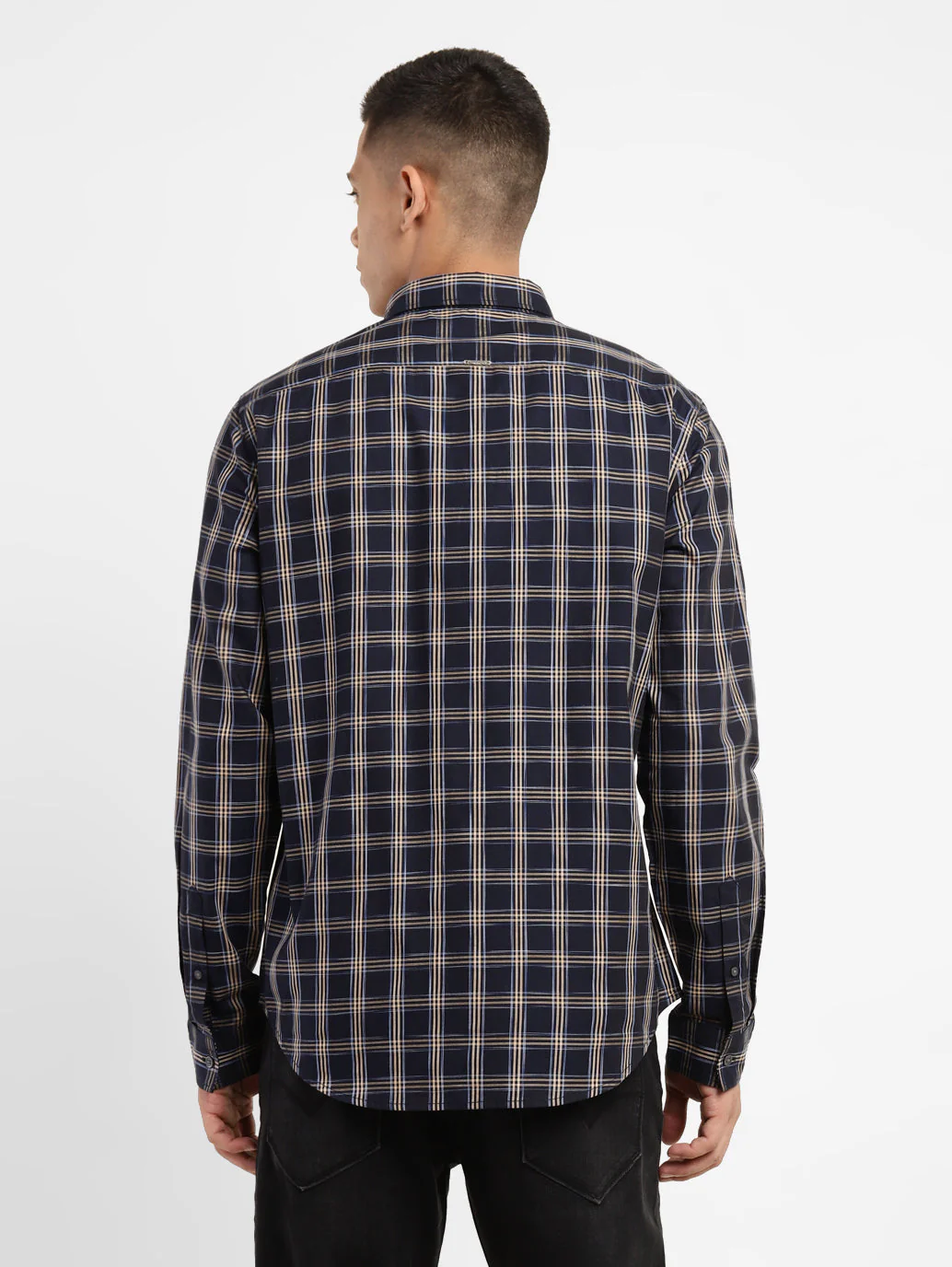 Men's Checkered Spread Collar Shirt - Image 3