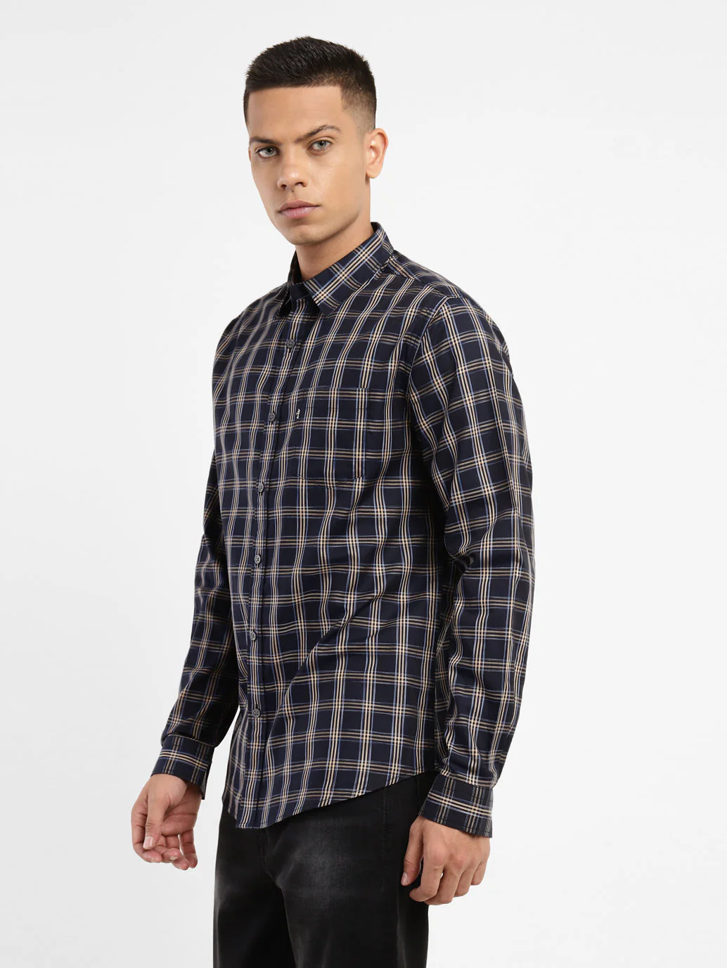 Men's Checkered Spread Collar Shirt - Image 4