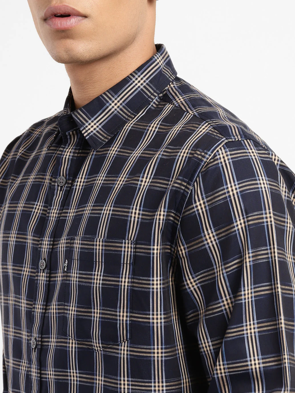 Men's Checkered Spread Collar Shirt - Image 5