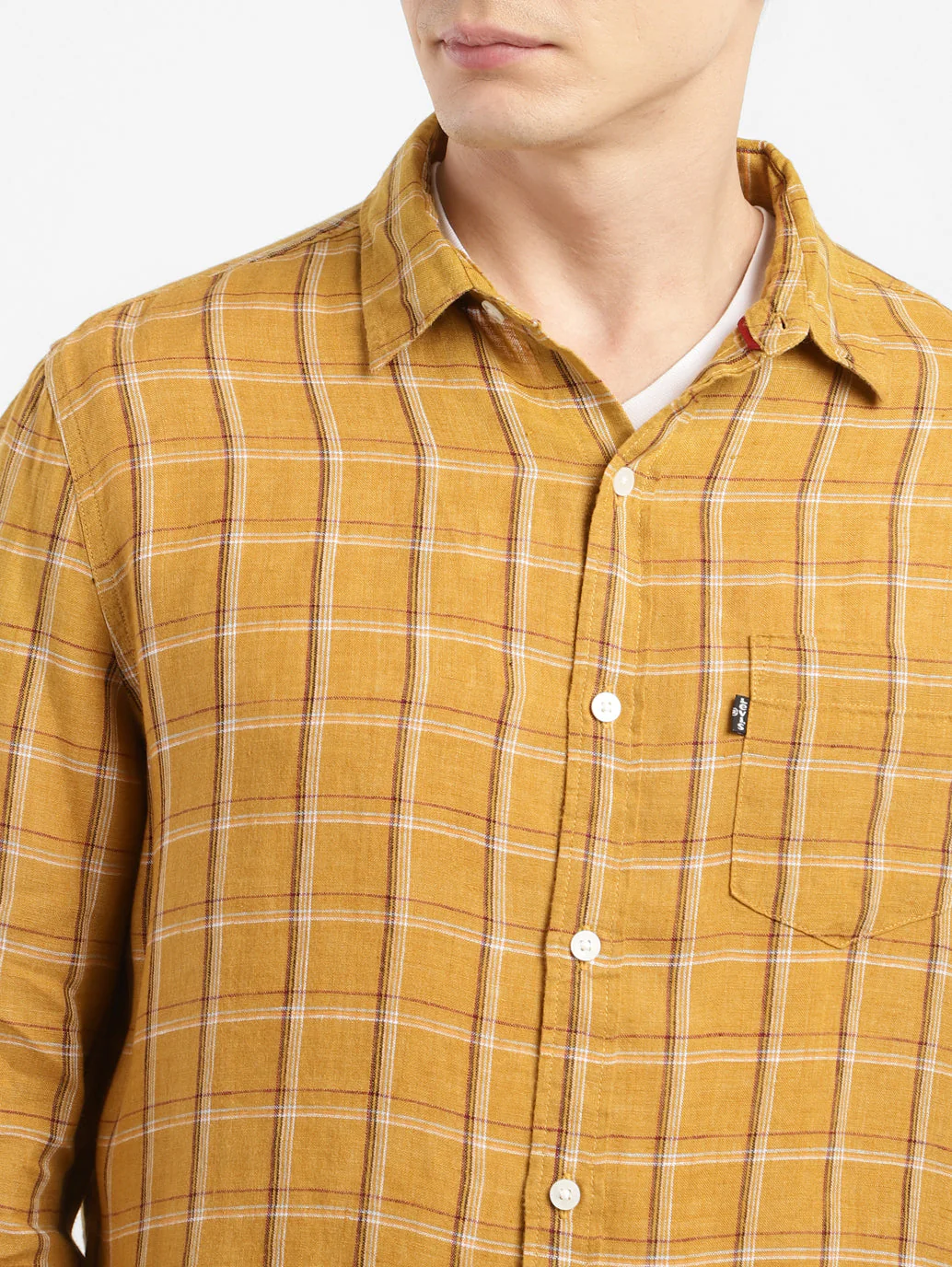 Men's Checkered Spread Collar Linen Shirt - Image 5