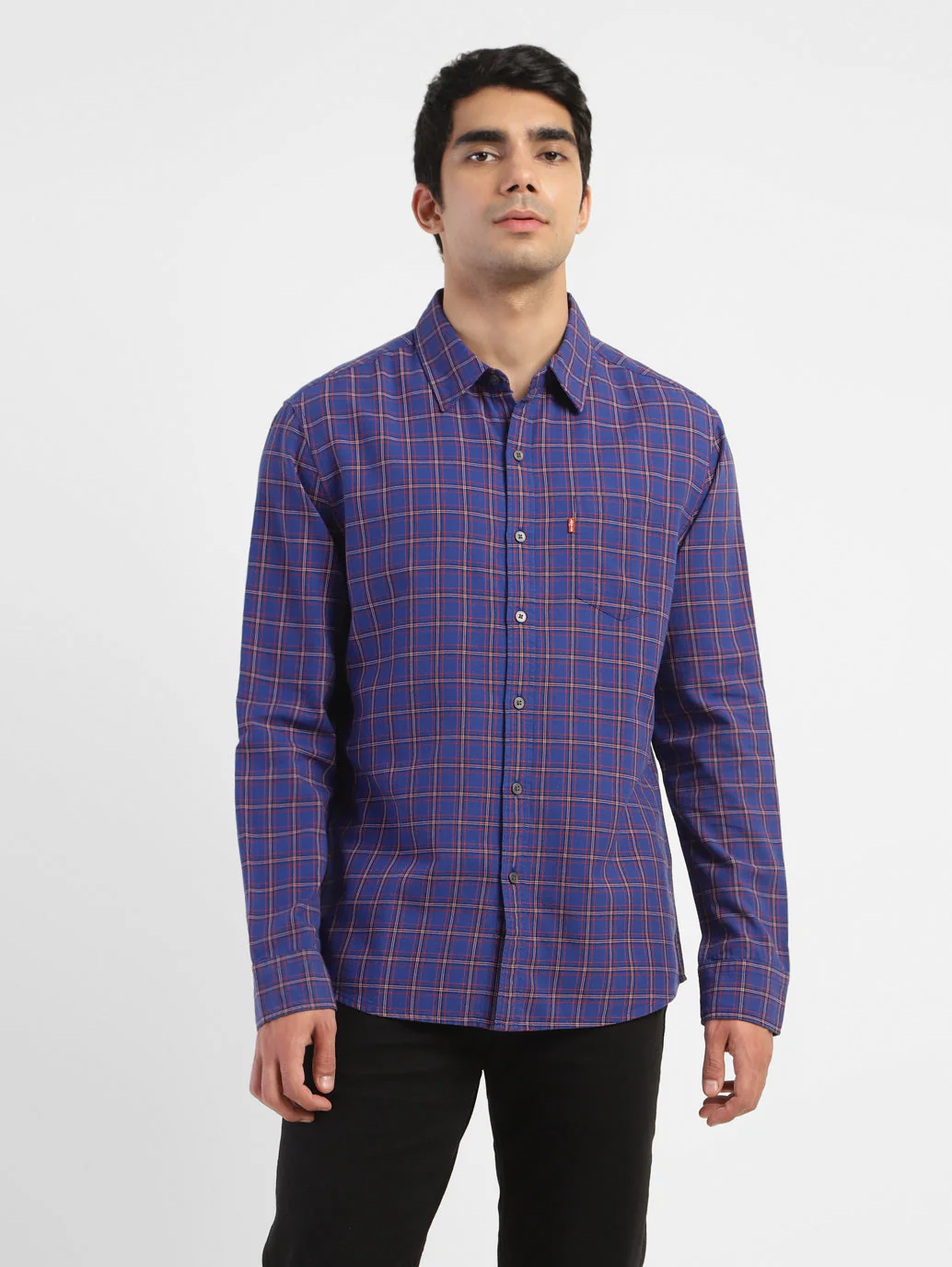 Men's Checkered Spread Collar Shirt - Image 2
