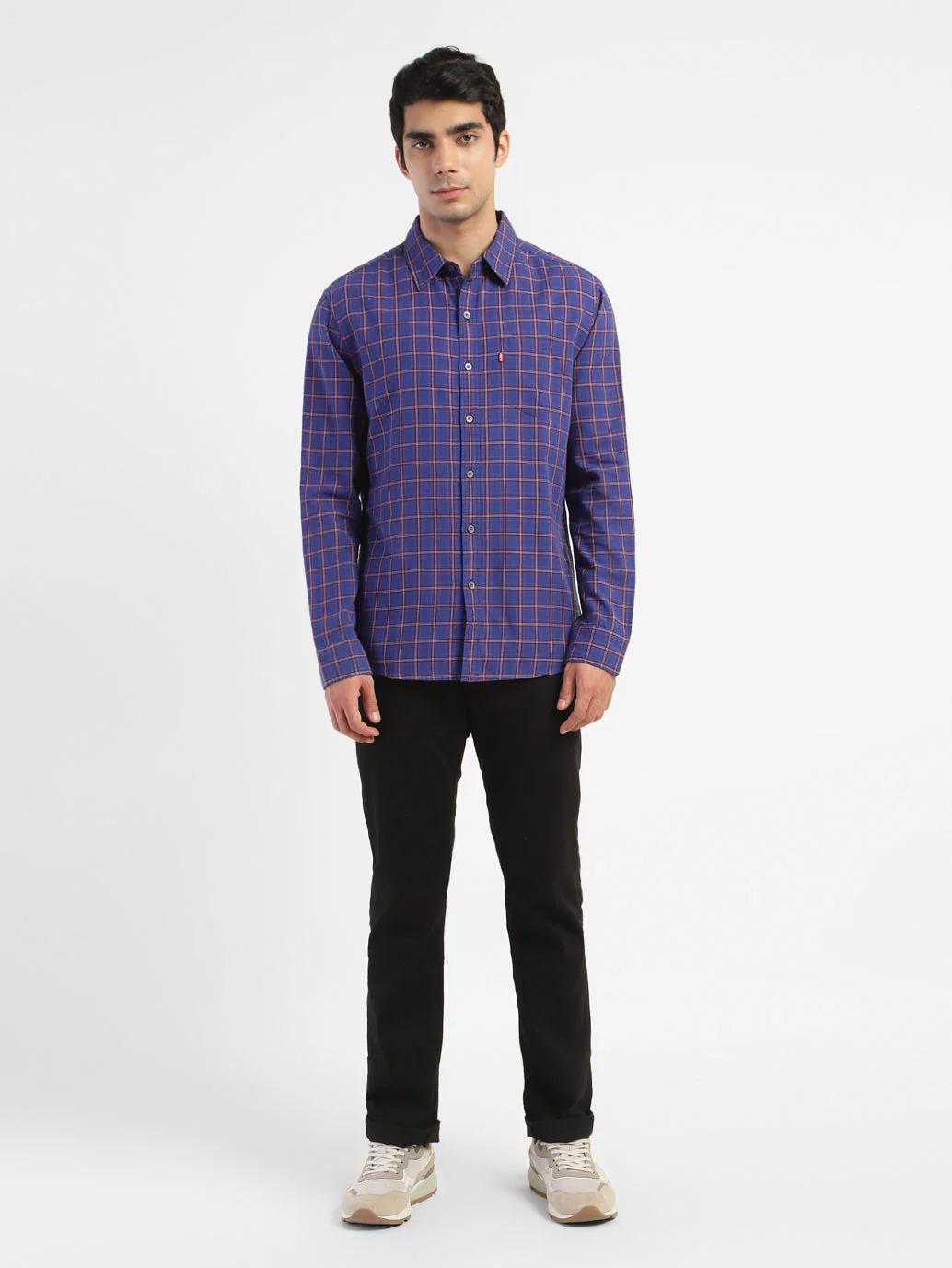 Men's Checkered Spread Collar Shirt - Image 5