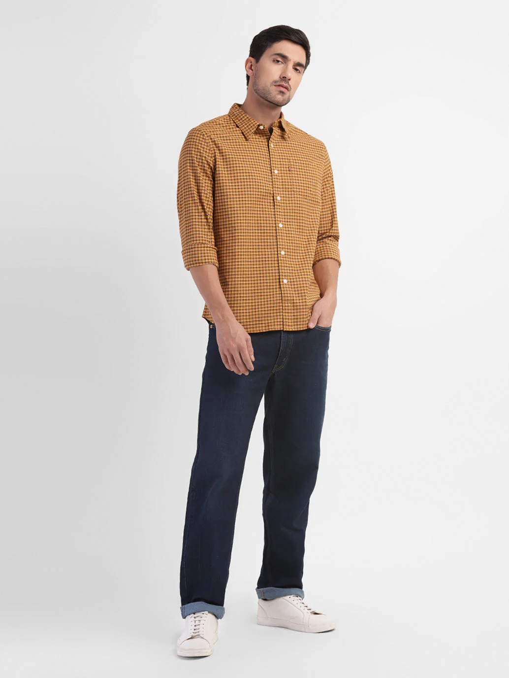 Men's Checkered Spread Collar Shirt