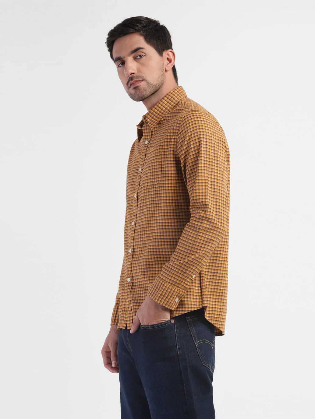 Men's Checkered Spread Collar Shirt - Image 4