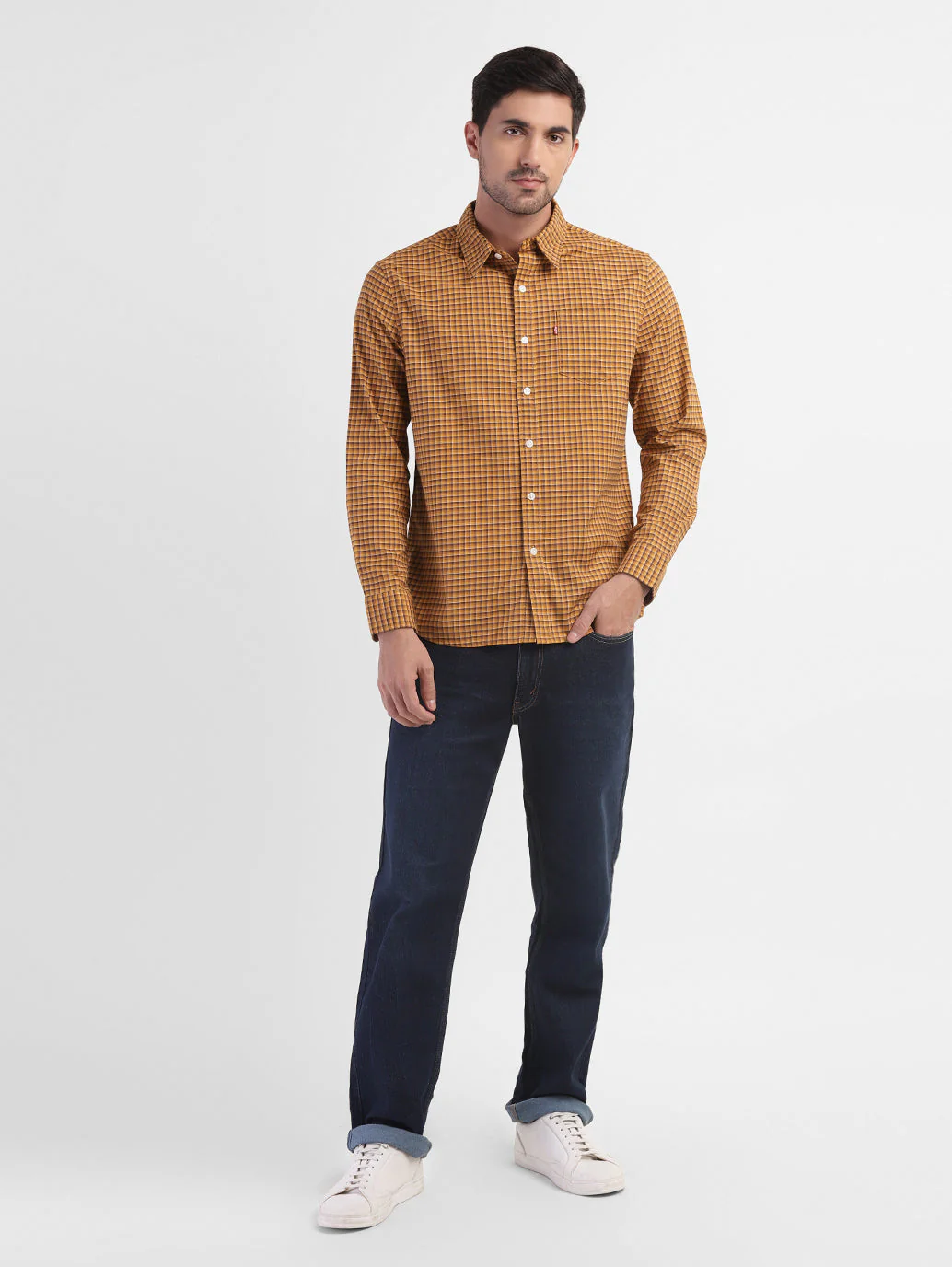 Men's Checkered Spread Collar Shirt - Image 5