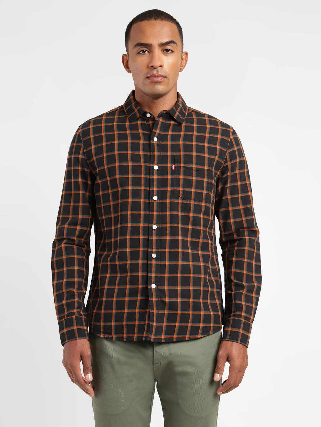 Men's Checkered Spread Collar Shirt - Image 2