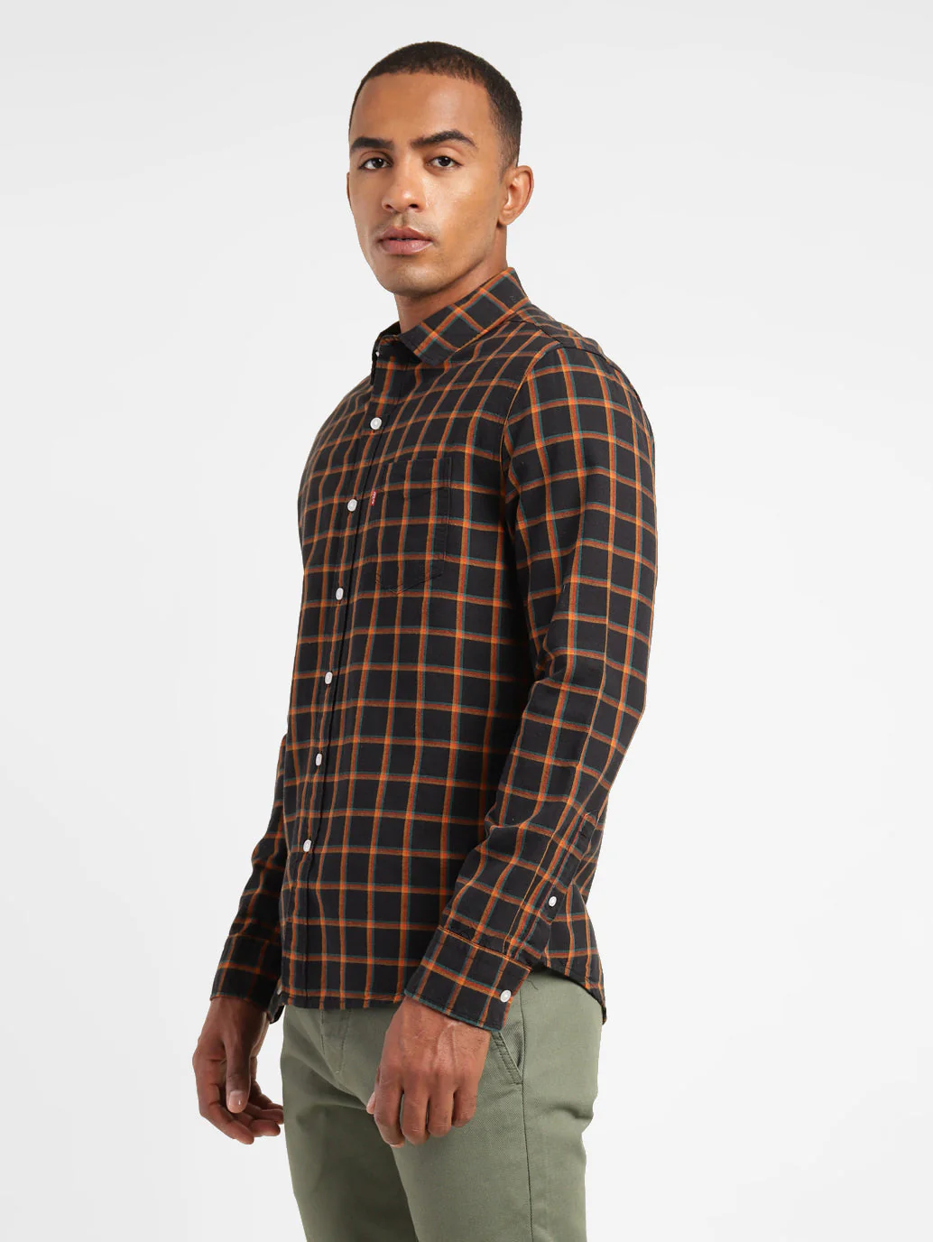 Men's Checkered Spread Collar Shirt - Image 4