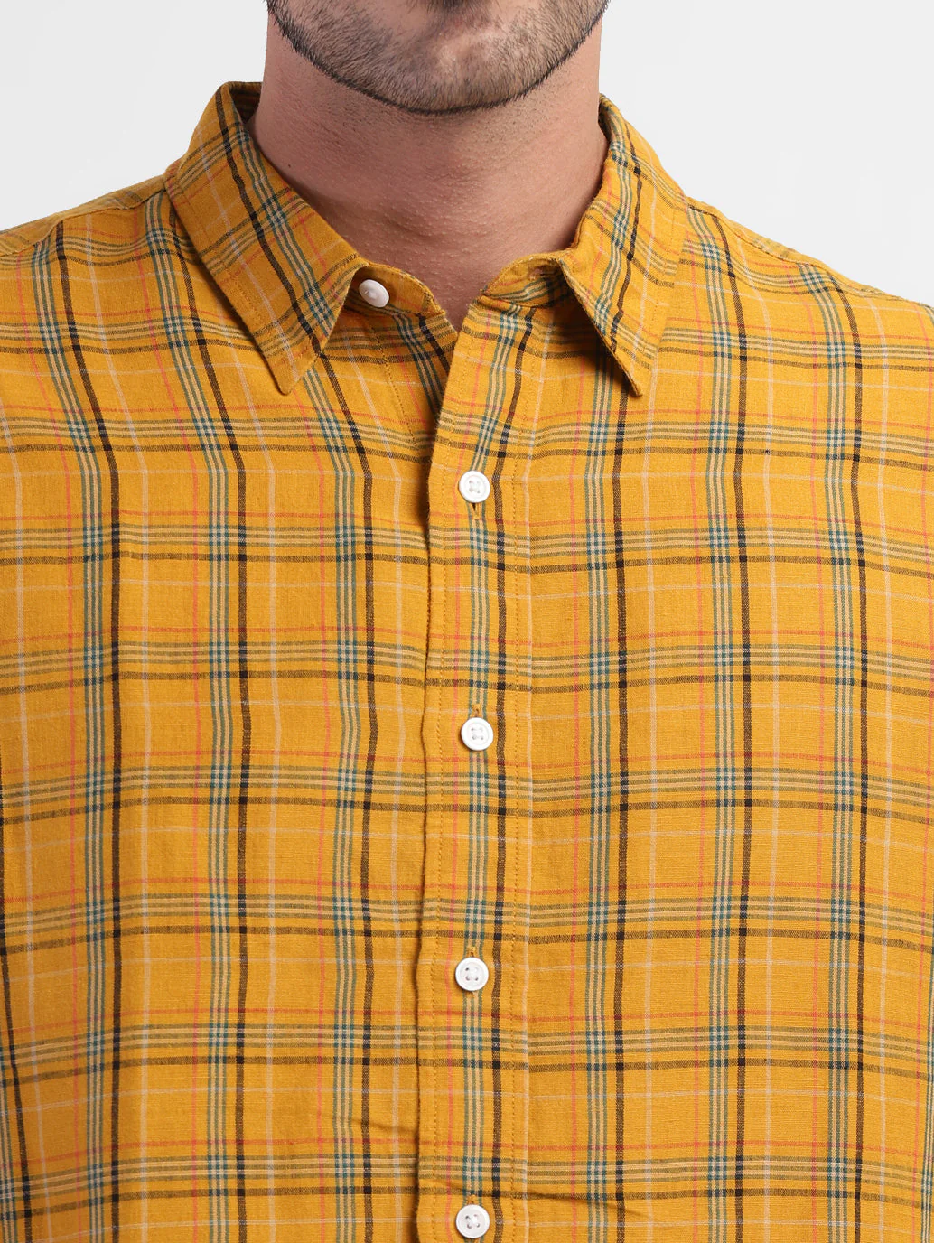 Men's Checkered Spread Collar Linen Shirt - Image 6