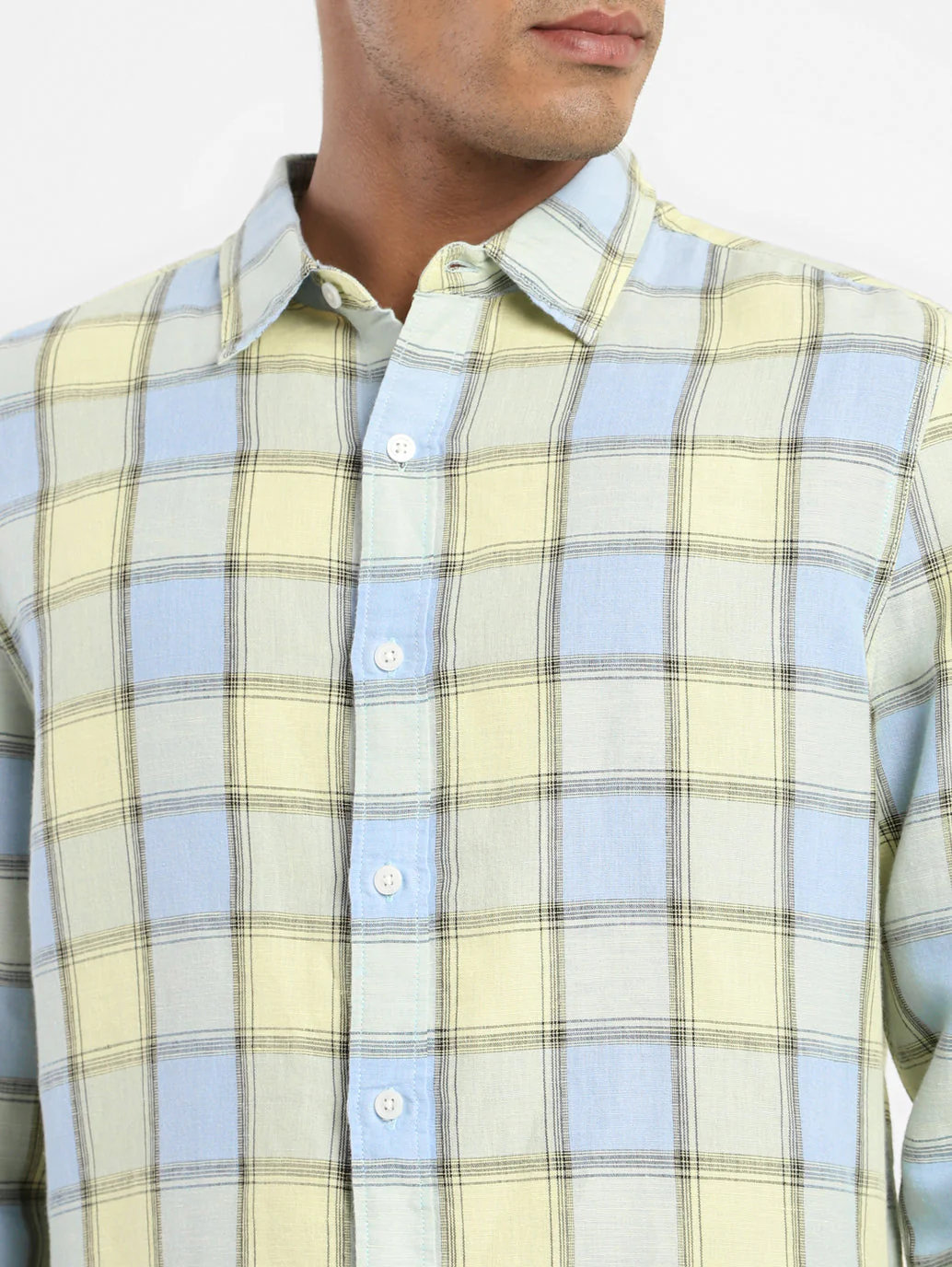 Men's Checkered Spread Collar Linen Shirt - Image 5