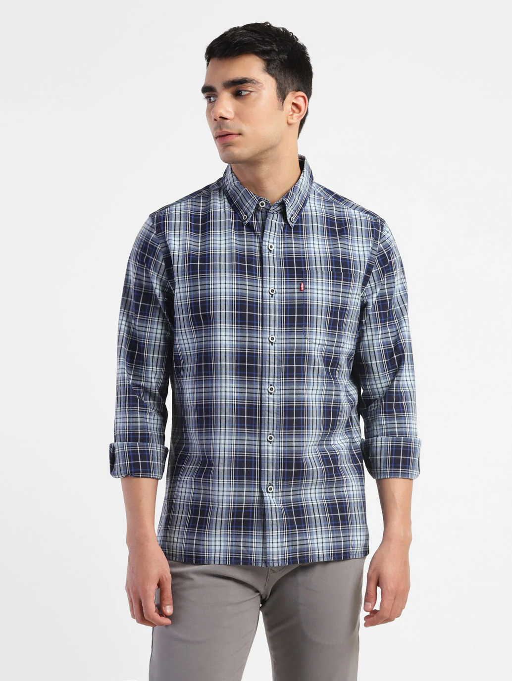 Men's Checkered Spread Collar Shirt - Image 2