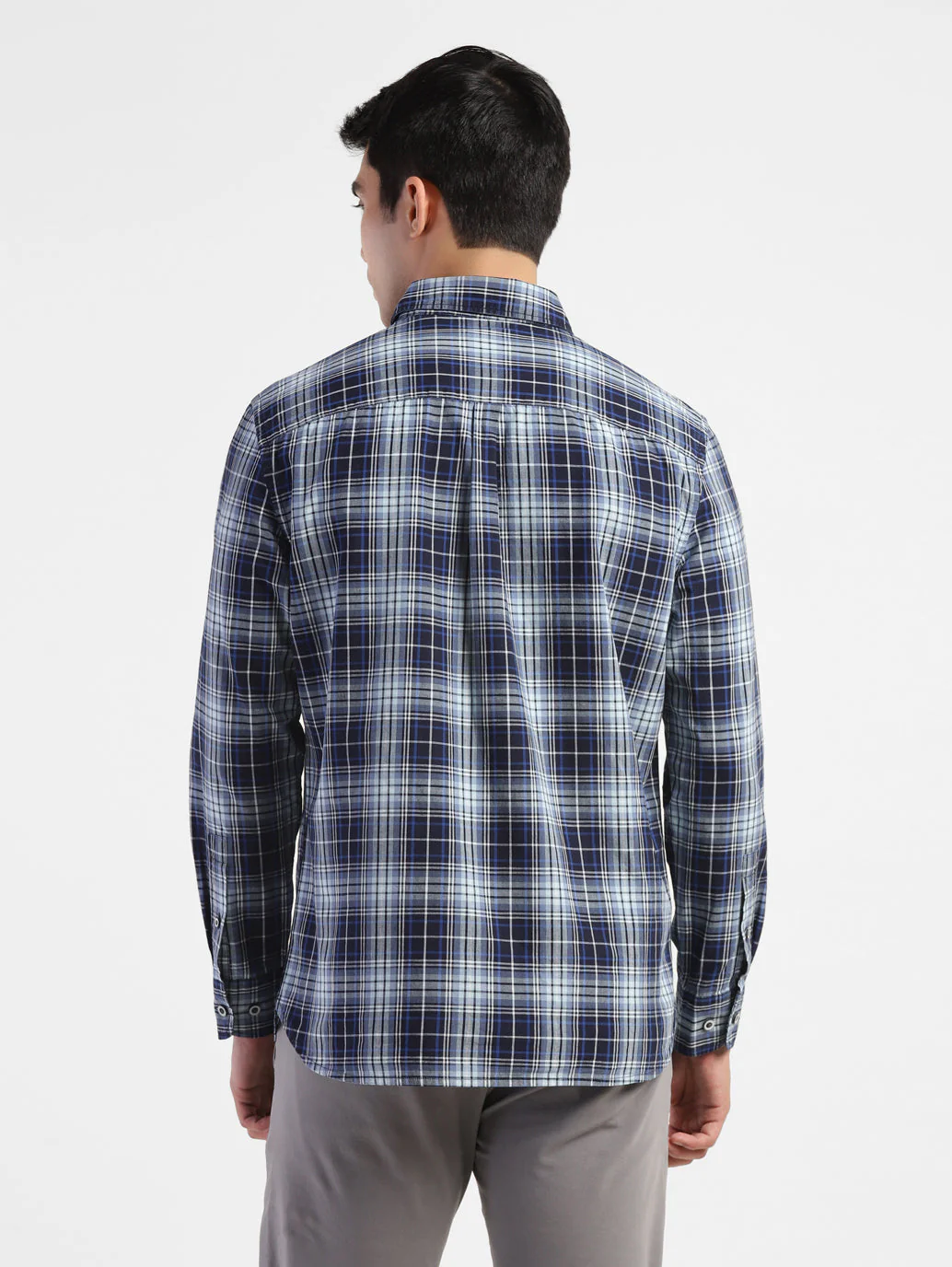 Men's Checkered Spread Collar Shirt - Image 3