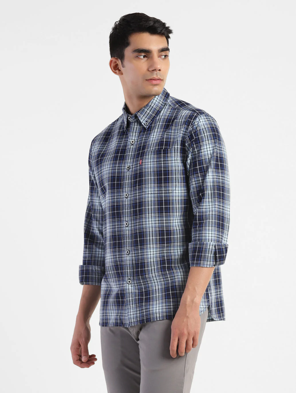 Men's Checkered Spread Collar Shirt - Image 4