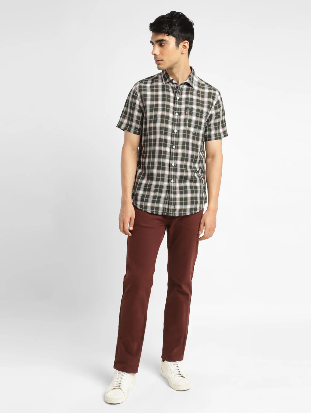 Men's Checkered Spread Collar Linen Shirt - Image 6