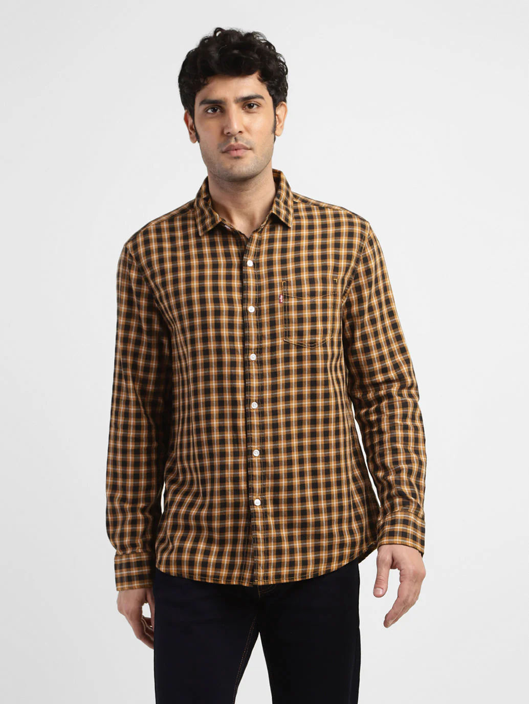 Men's Checkered Spread Collar Shirt - Image 2