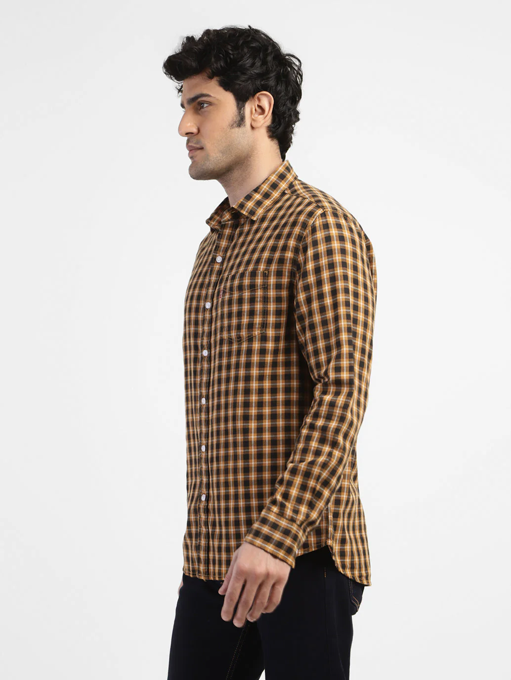 Men's Checkered Spread Collar Shirt - Image 4