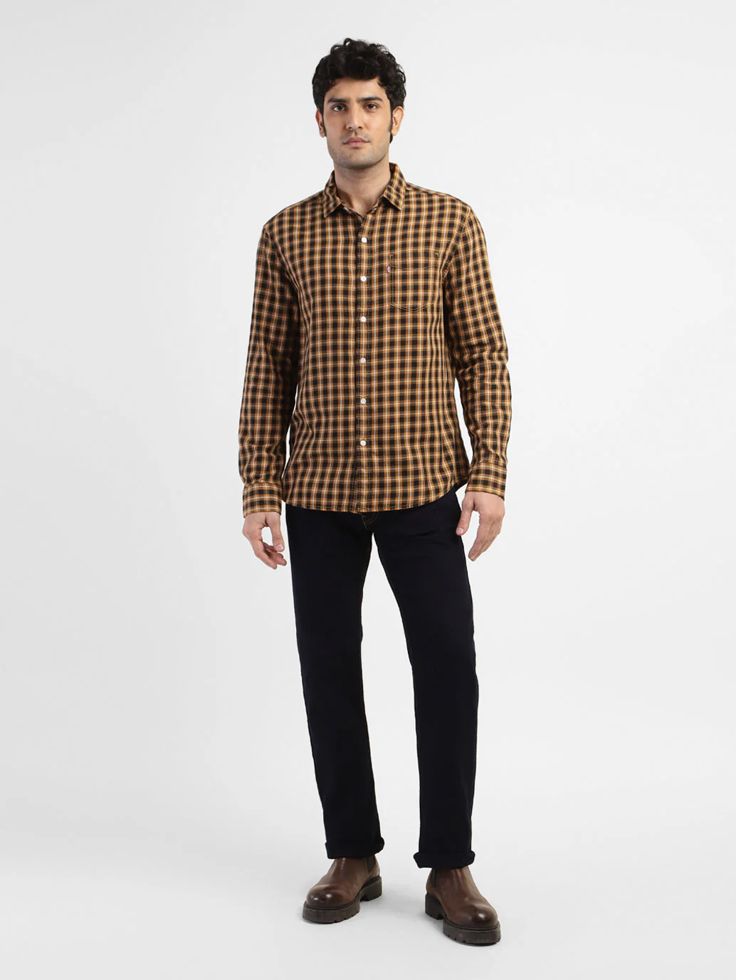 Men's Checkered Spread Collar Shirt - Image 5