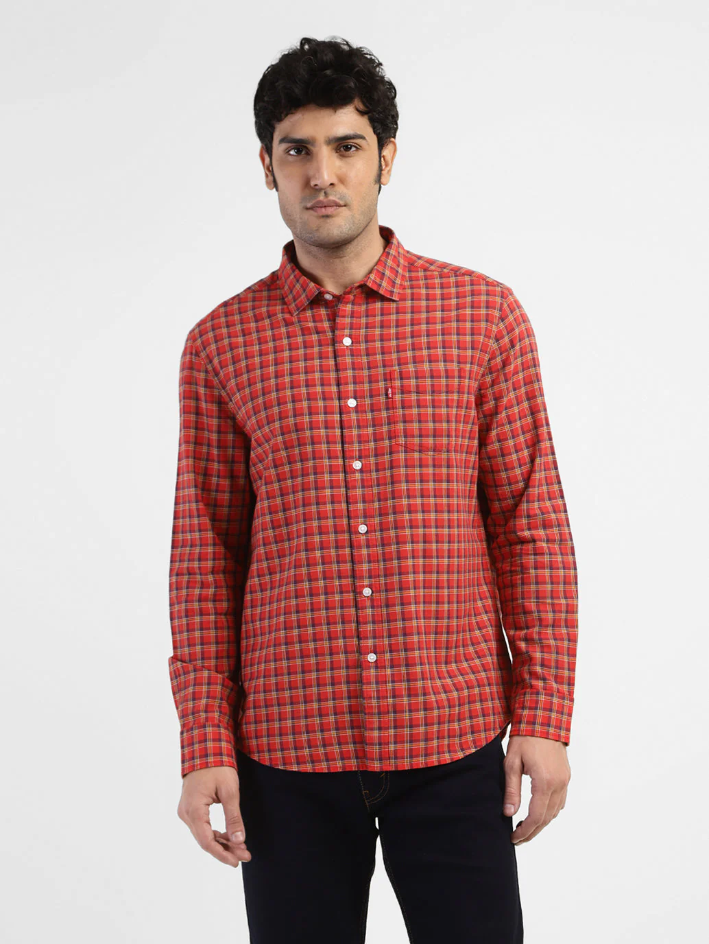 Men's Checkered Spread Collar Shirt - Image 2