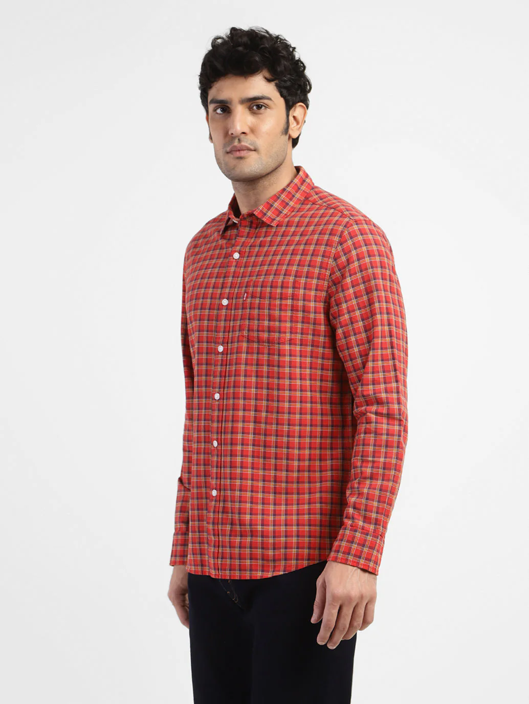 Men's Checkered Spread Collar Shirt - Image 4