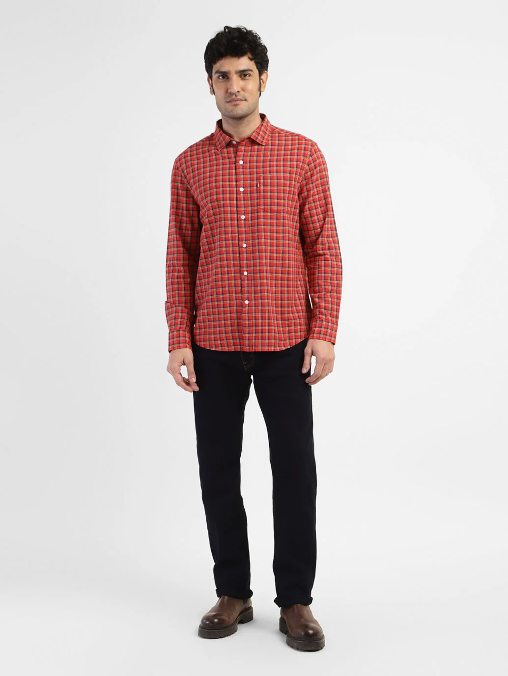 Men's Checkered Spread Collar Shirt - Image 5