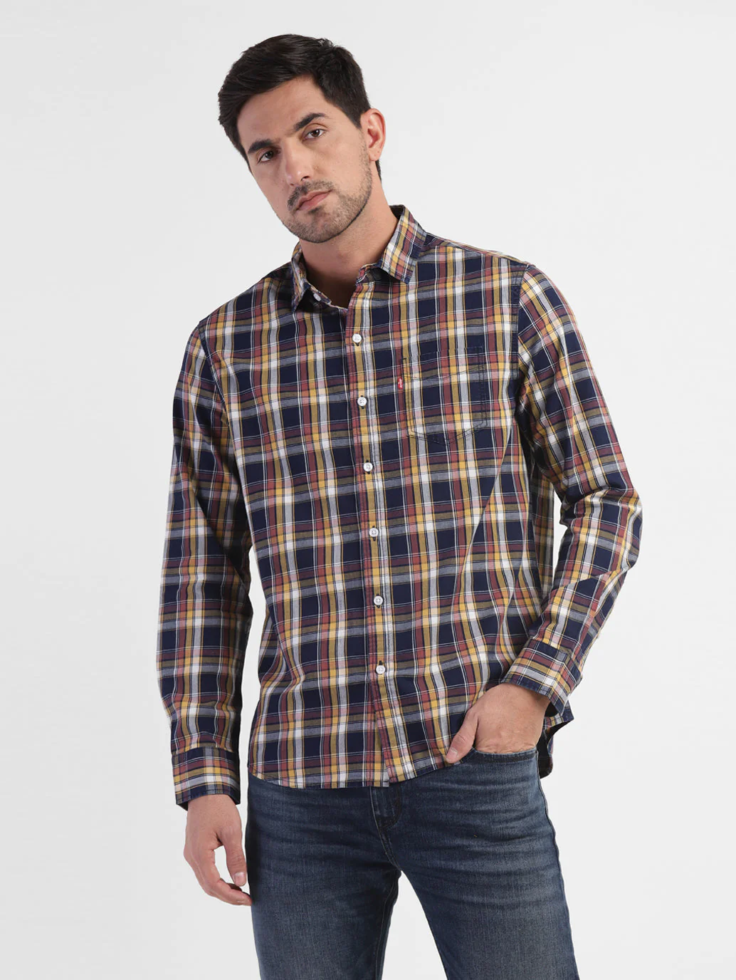 Men's Checkered Spread Collar Shirt - Image 2