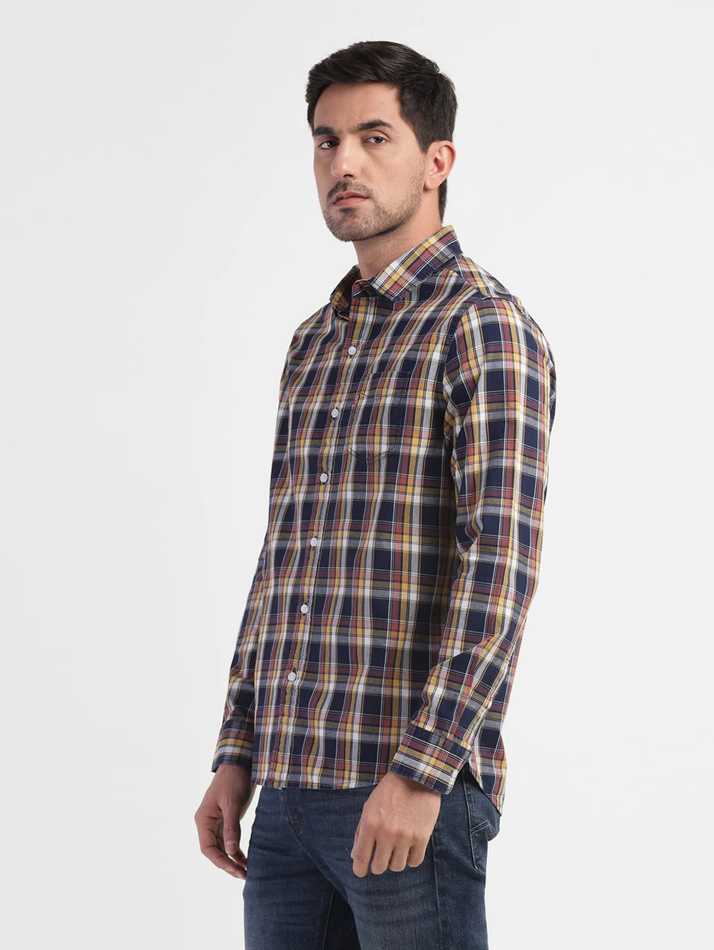 Men's Checkered Spread Collar Shirt - Image 4