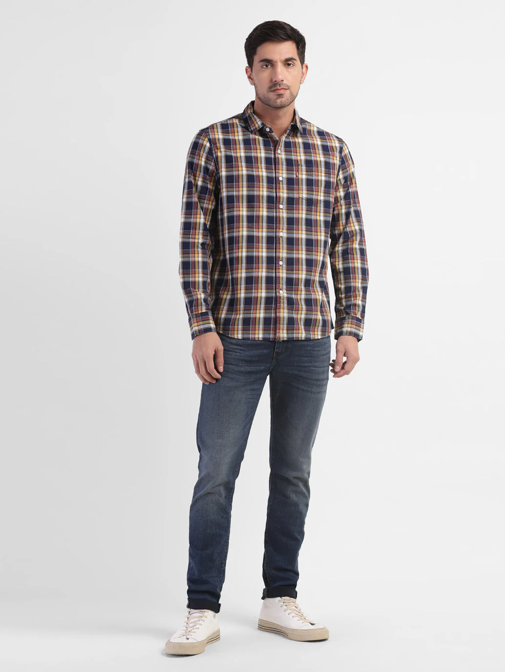 Men's Checkered Spread Collar Shirt - Image 5