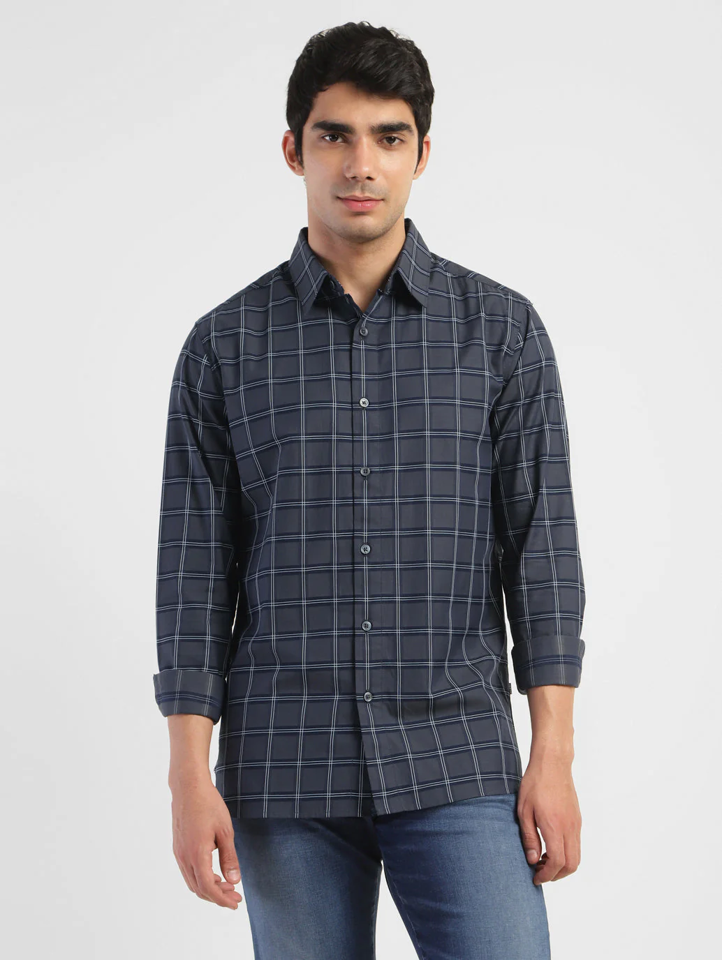 Men's Checkered Spread Collar Shirt - Image 2