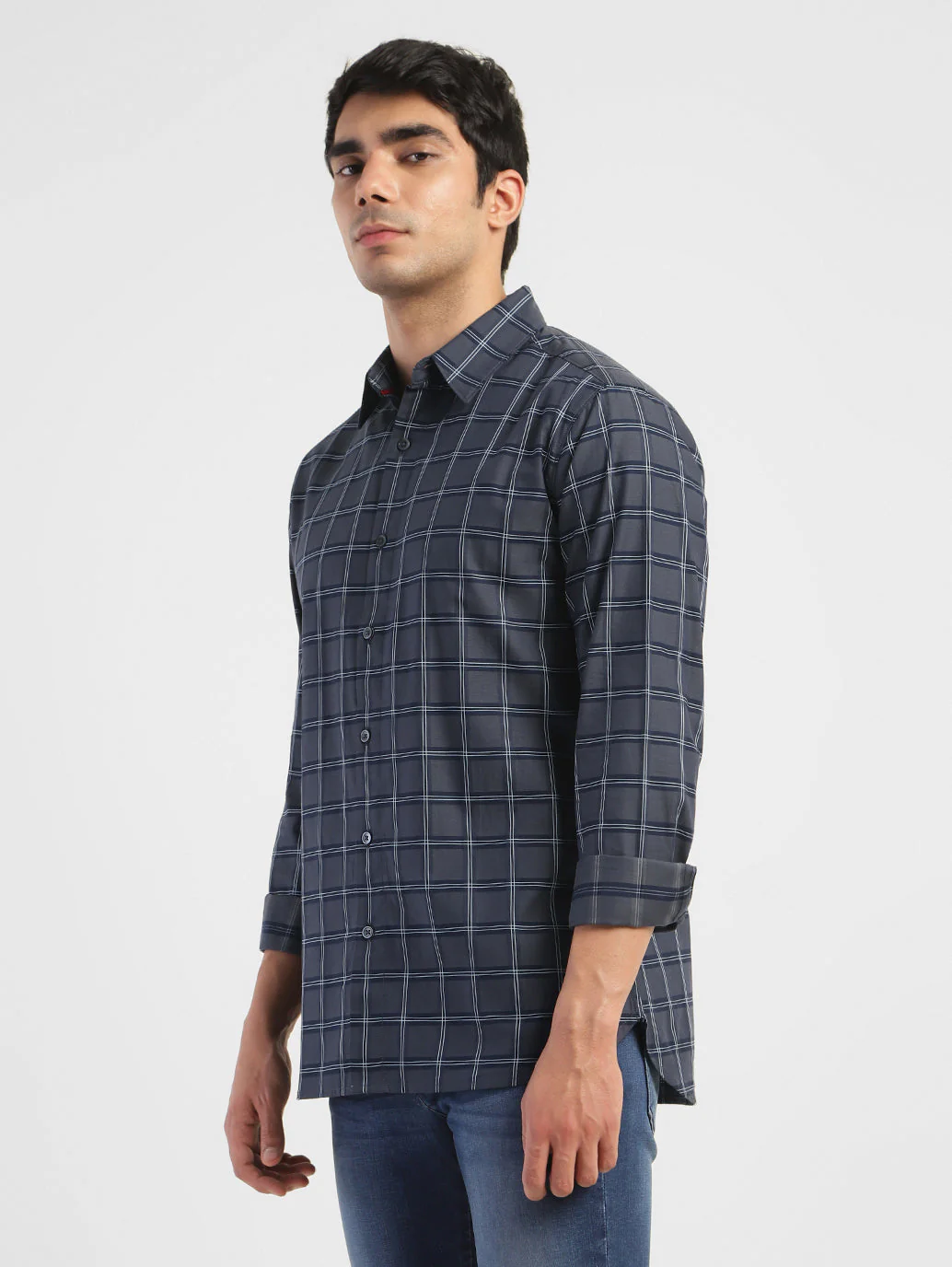 Men's Checkered Spread Collar Shirt - Image 4
