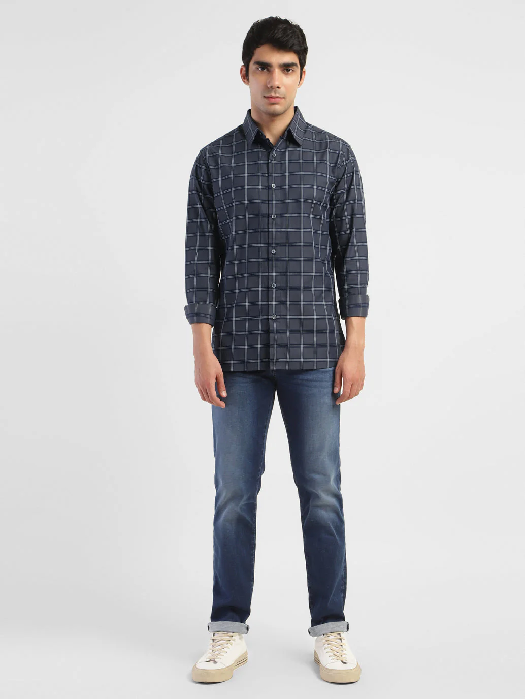 Men's Checkered Spread Collar Shirt - Image 5