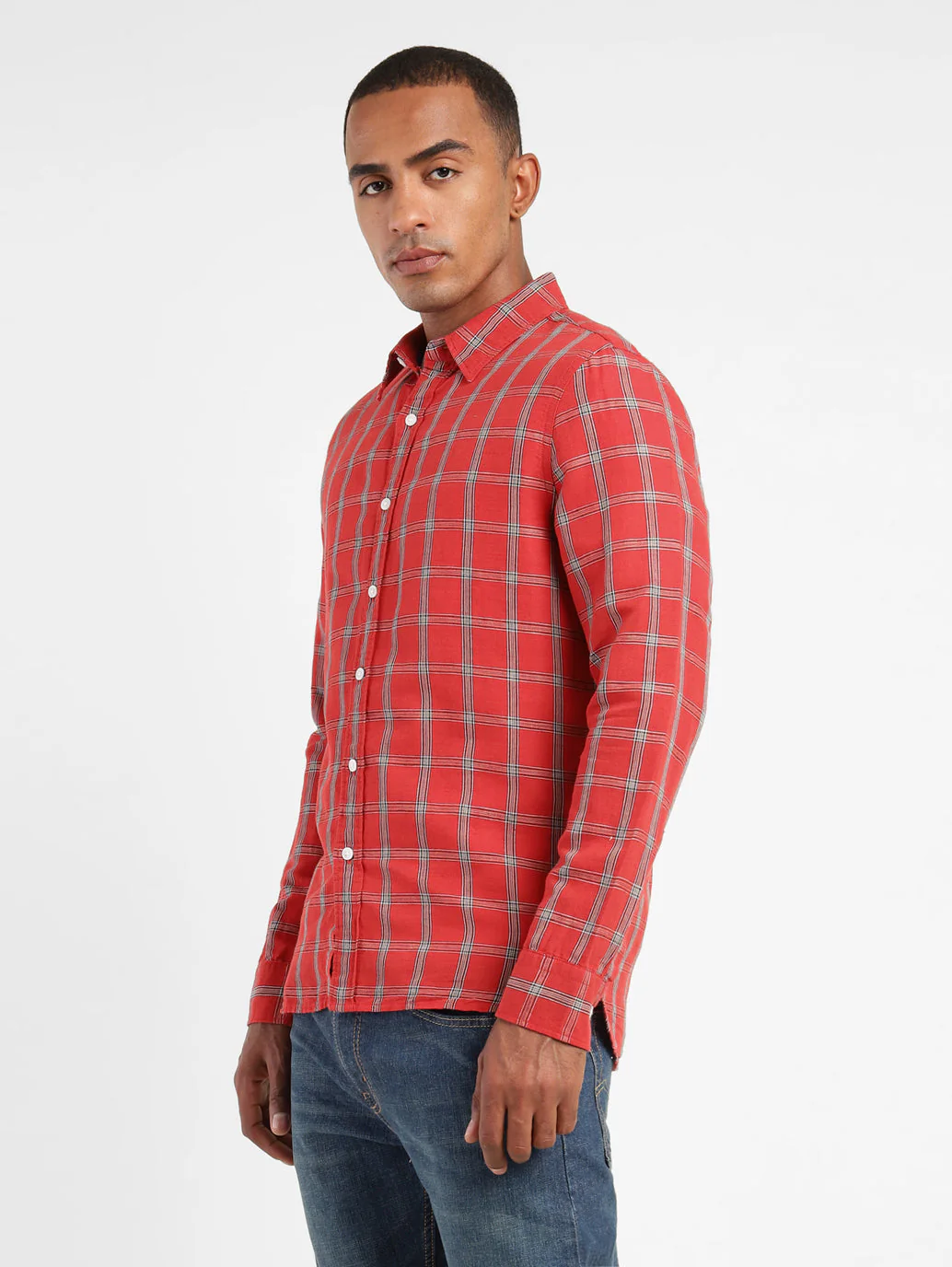 Men's Checkered Spread Collar Linen Shirt - Image 4
