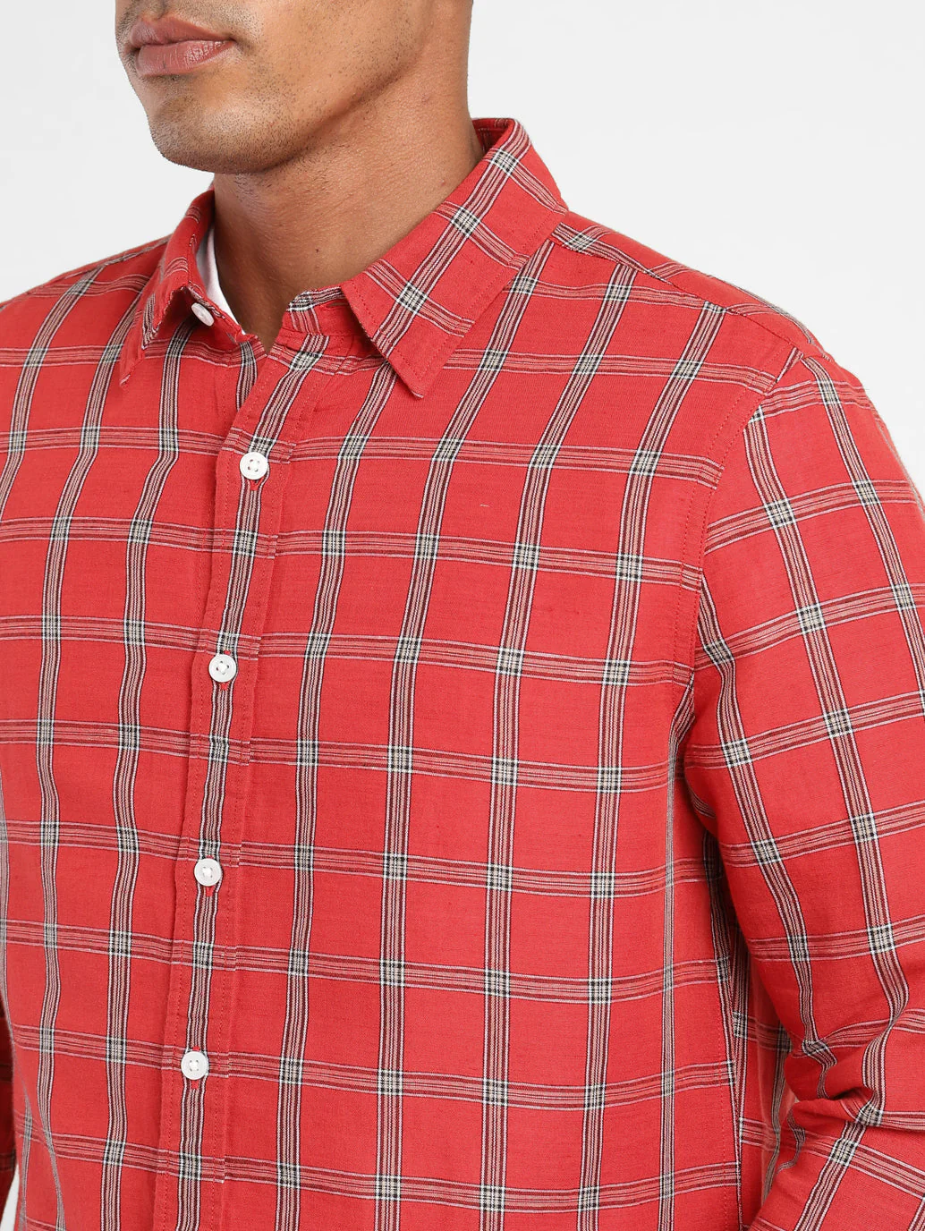 Men's Checkered Spread Collar Linen Shirt - Image 6