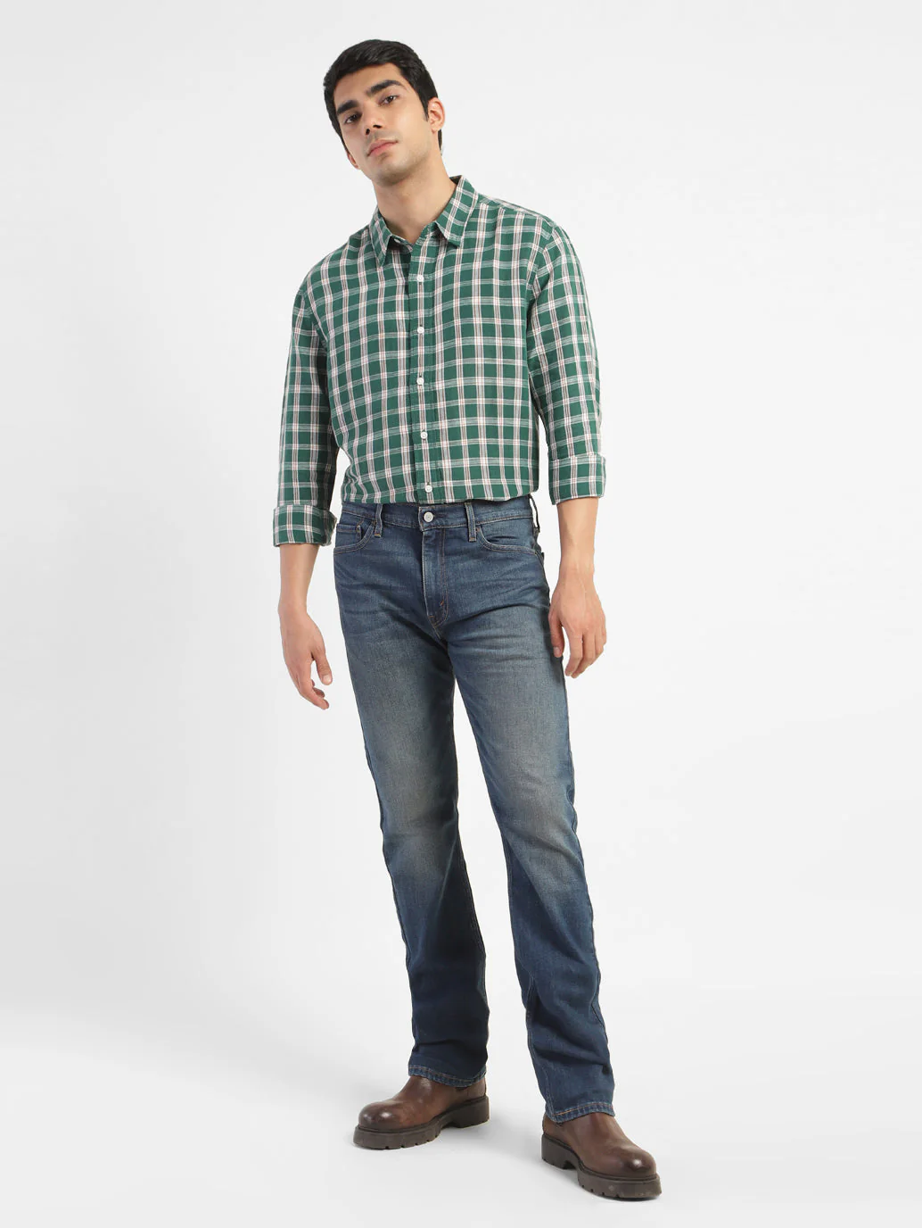 Men's Checkered Spread Collar Linen Shirt - Image 5