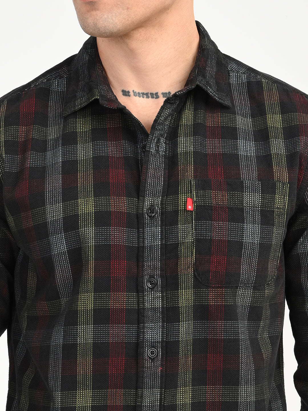 Men's Checkered Multi Color Slim Fit Corduroy Shirt - Image 4