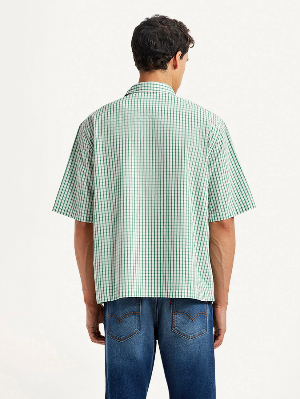 Men's Checkered Green Boxy Shirt - Image 3