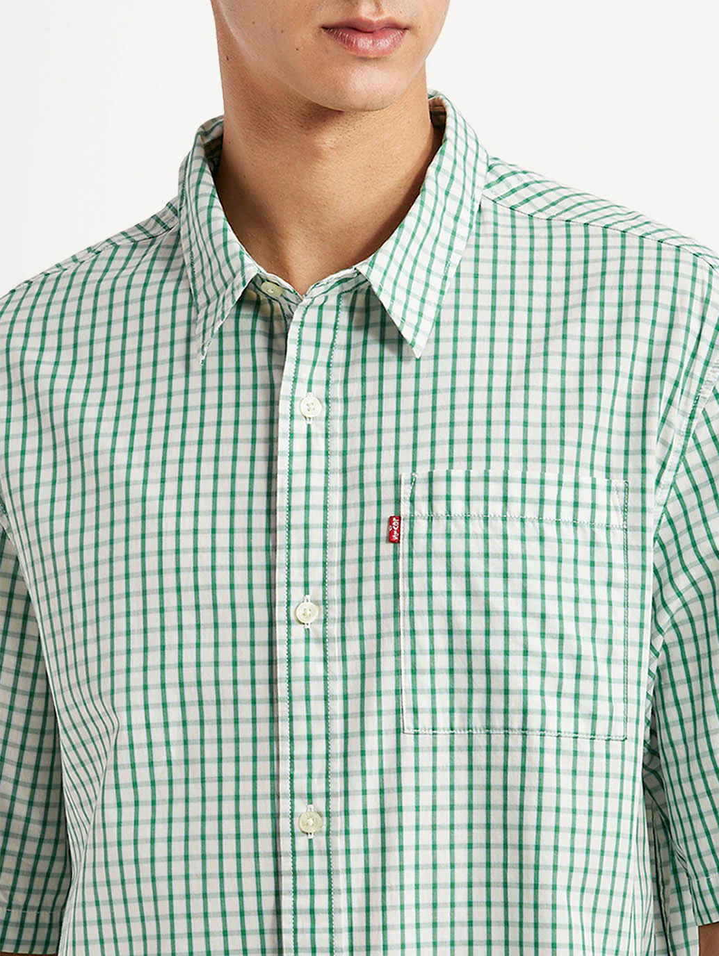 Men's Checkered Green Boxy Shirt - Image 4