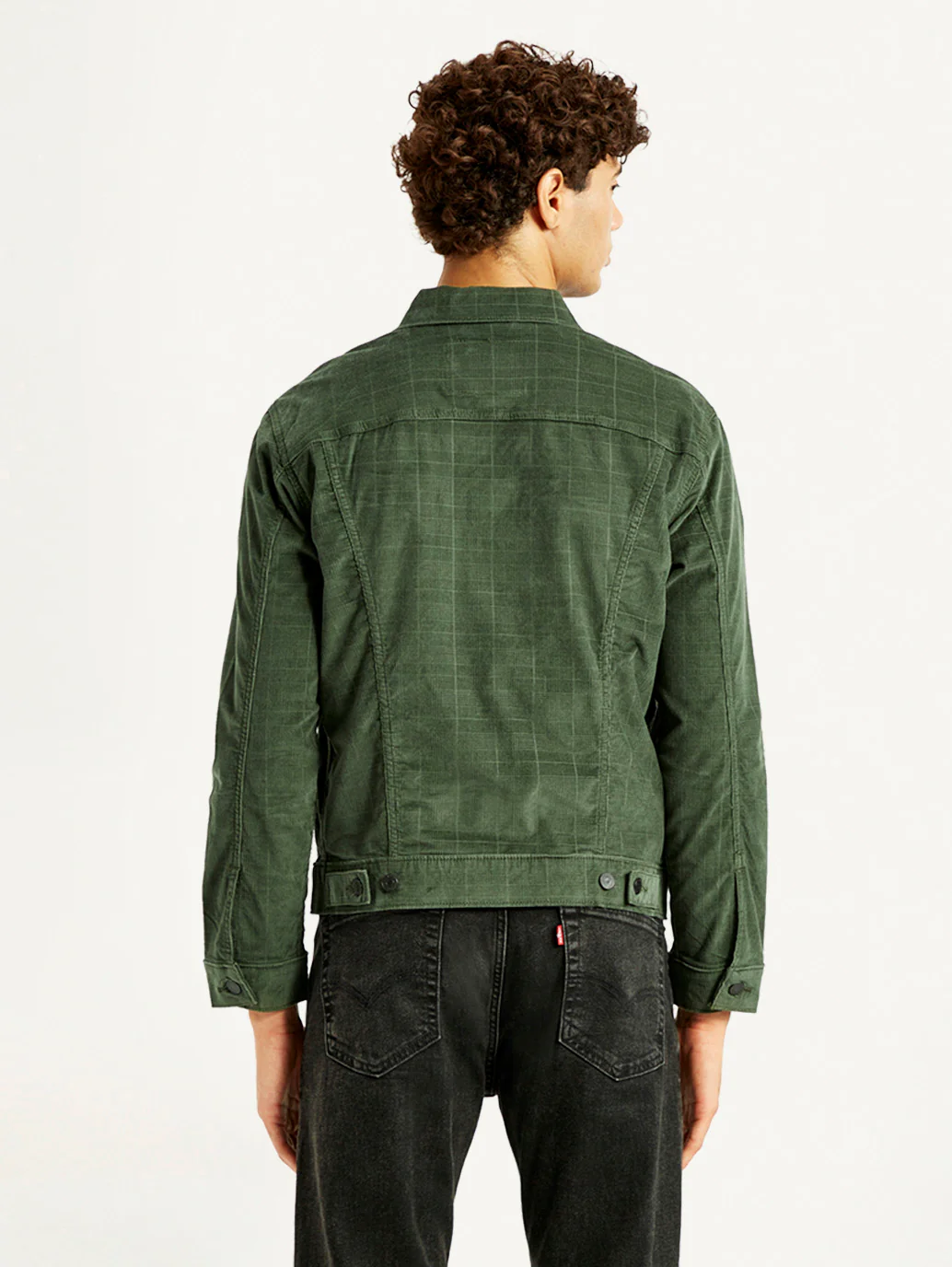 Men's Checkered Green Trucker Jacket - Image 3