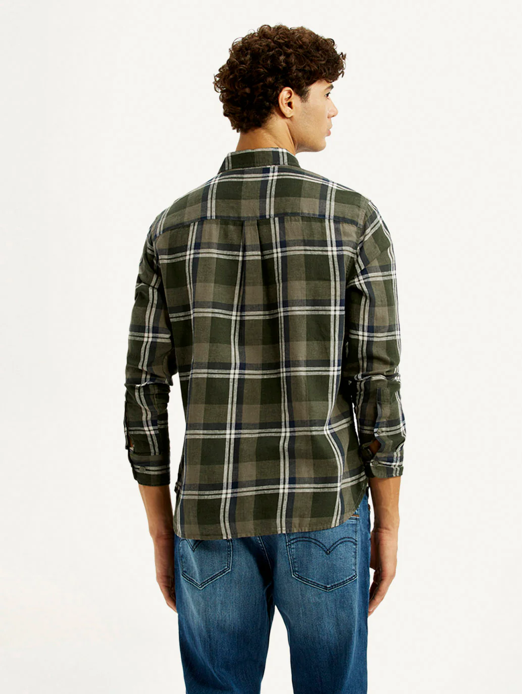 Men's Checkered Multi Color Slim Fit Linen Shirt - Image 3