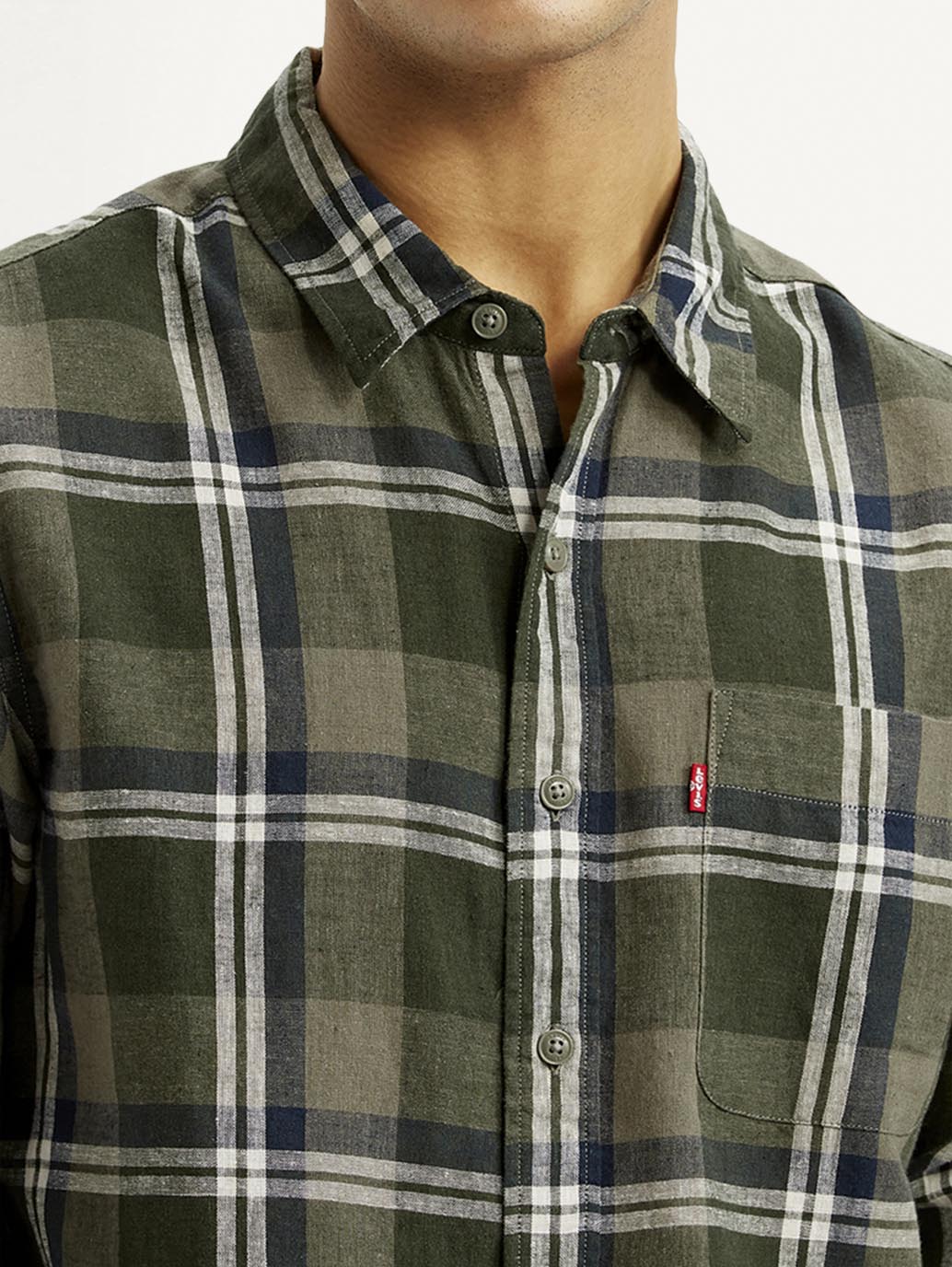 Men's Checkered Multi Color Slim Fit Linen Shirt - Image 4
