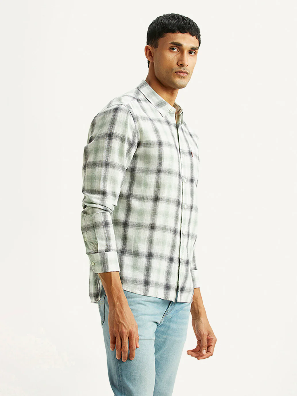 Men's Checkered Multicolor Slim Fit Linen Shirt - Image 4