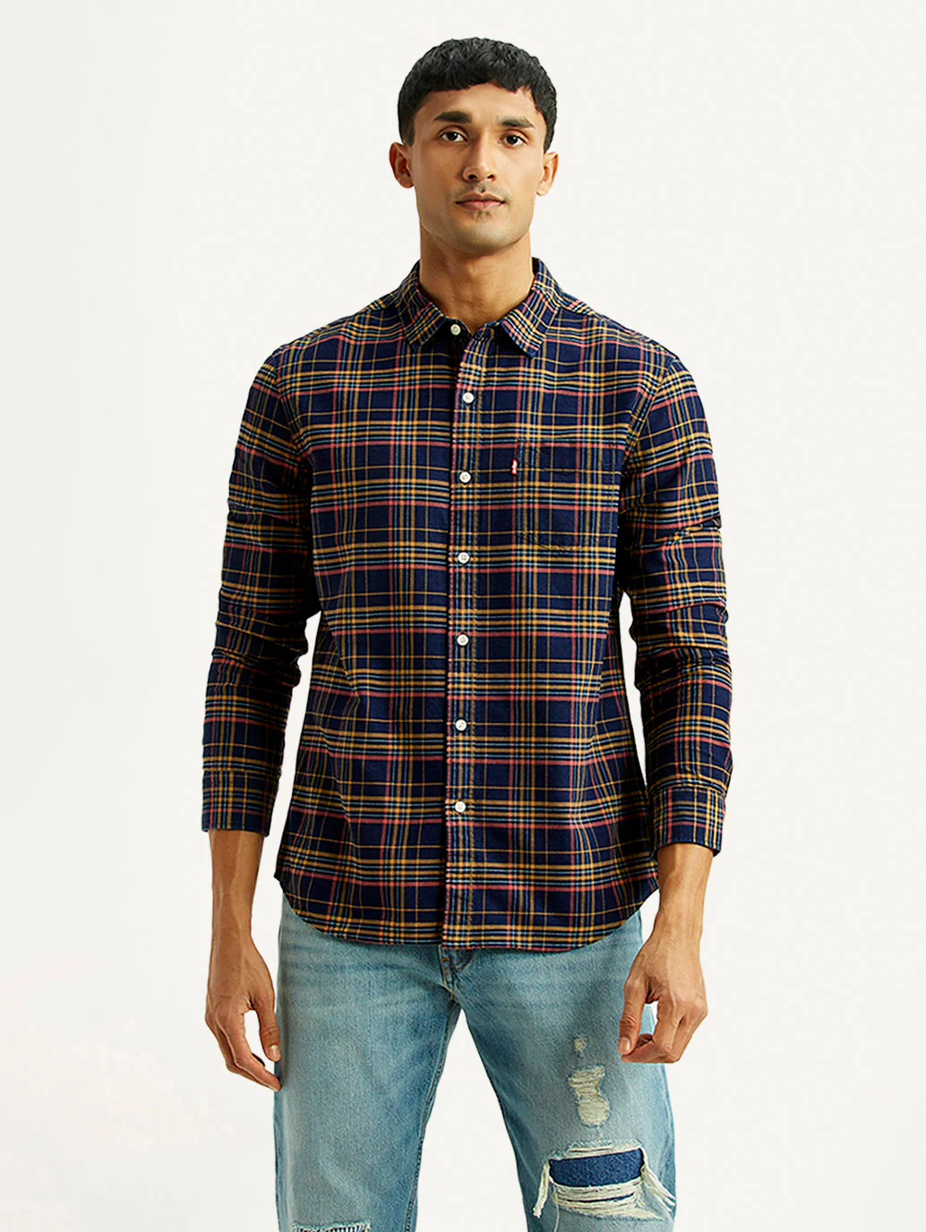 Men's Checkered Multi Color Slim Fit Oxford Shirt - Image 2