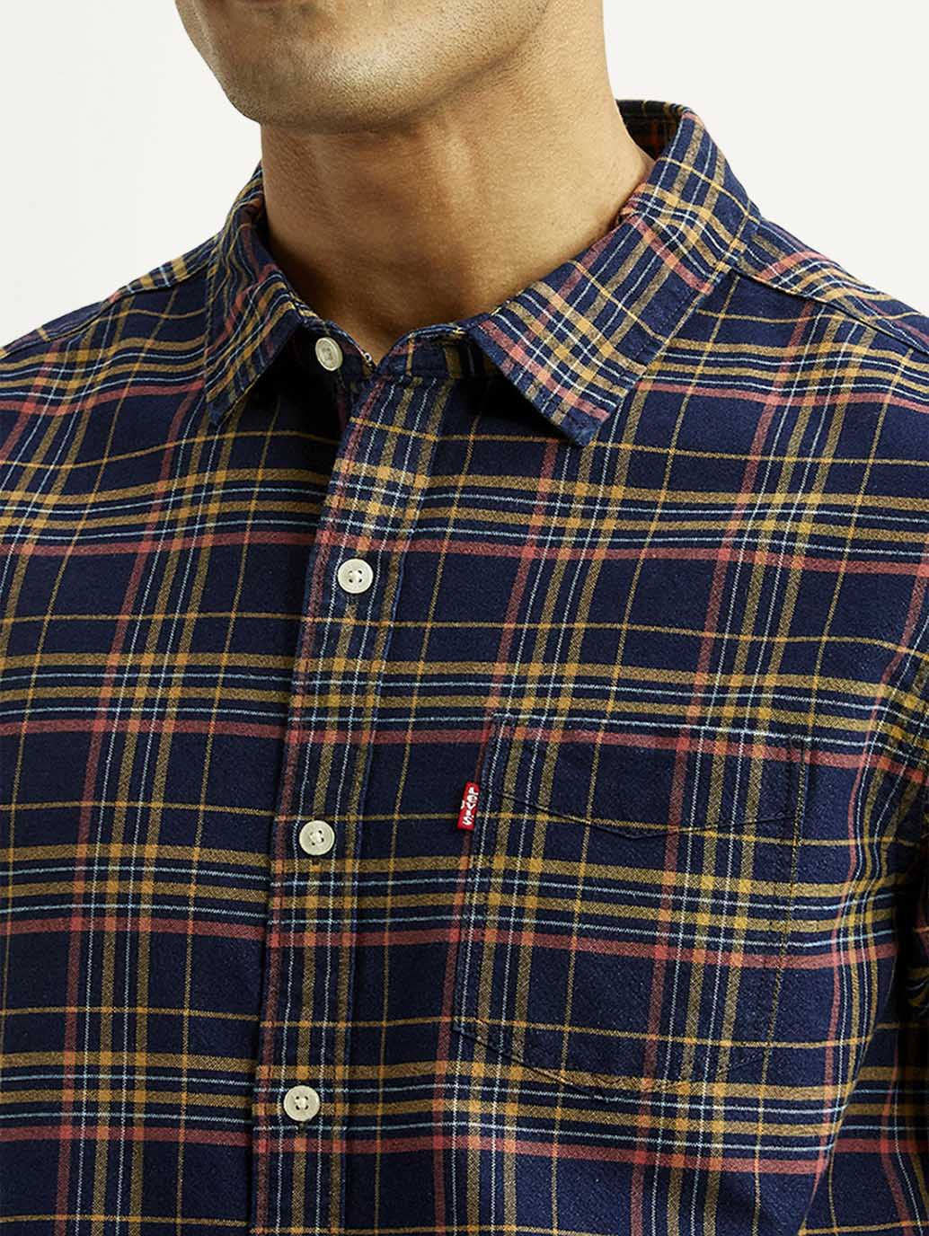 Men's Checkered Multi Color Slim Fit Oxford Shirt - Image 4