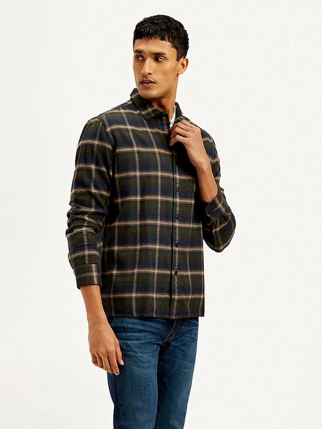 Men's Checkered Loose Fit Flannel Shirt - Image 5