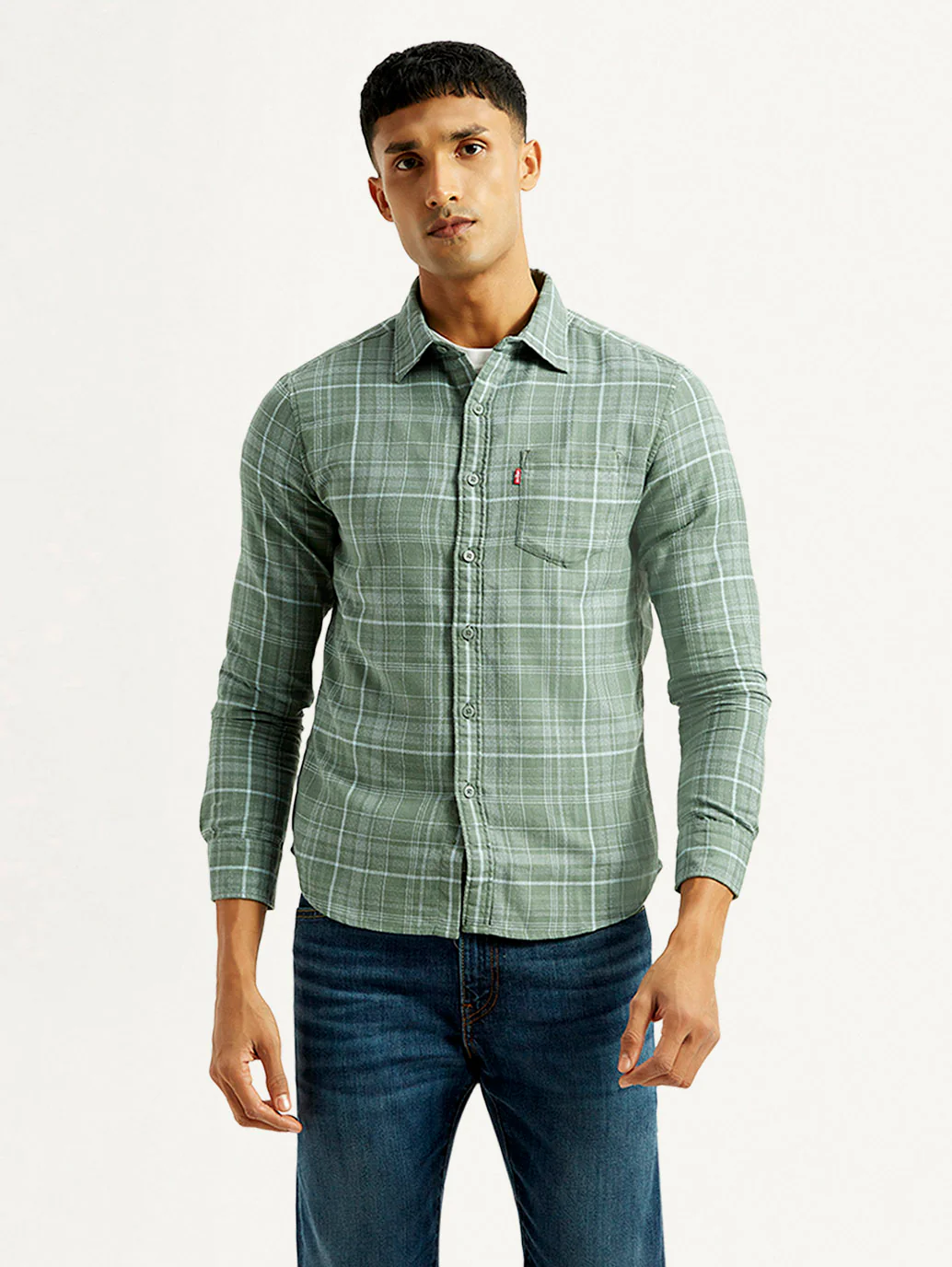 Men's Checkered Green Slim Fit Shirt