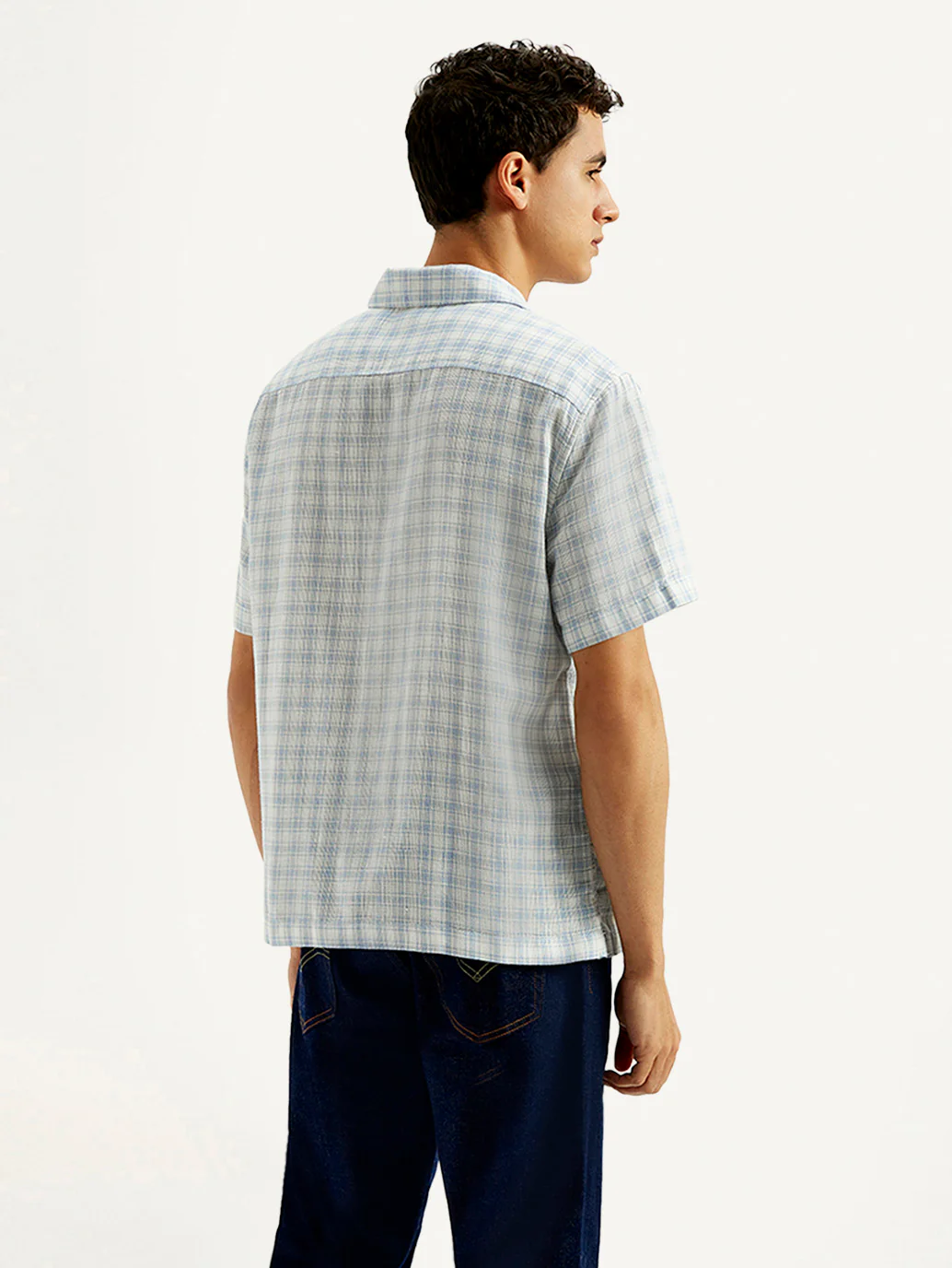 Men's Checkered Slim Fit Camp Linen Shirt - Image 2