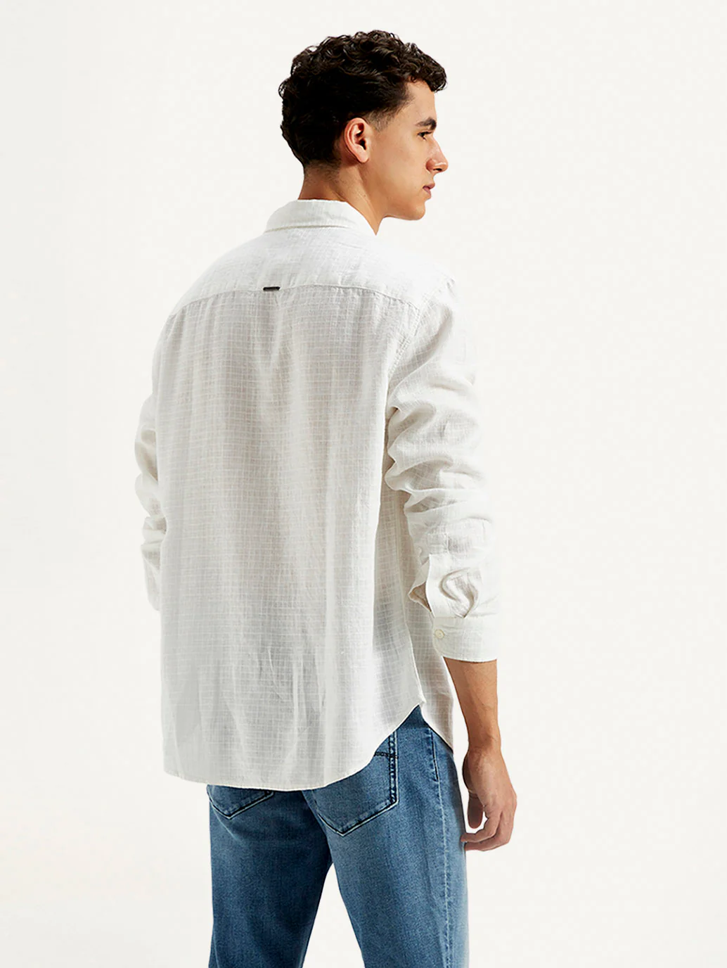 Men's Redloop Checkered Slim Fit Linen Shirt - Image 3