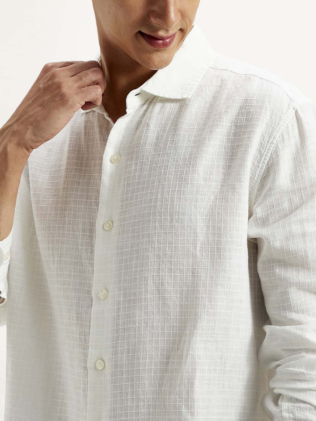 Men's Redloop Checkered Slim Fit Linen Shirt - Image 4