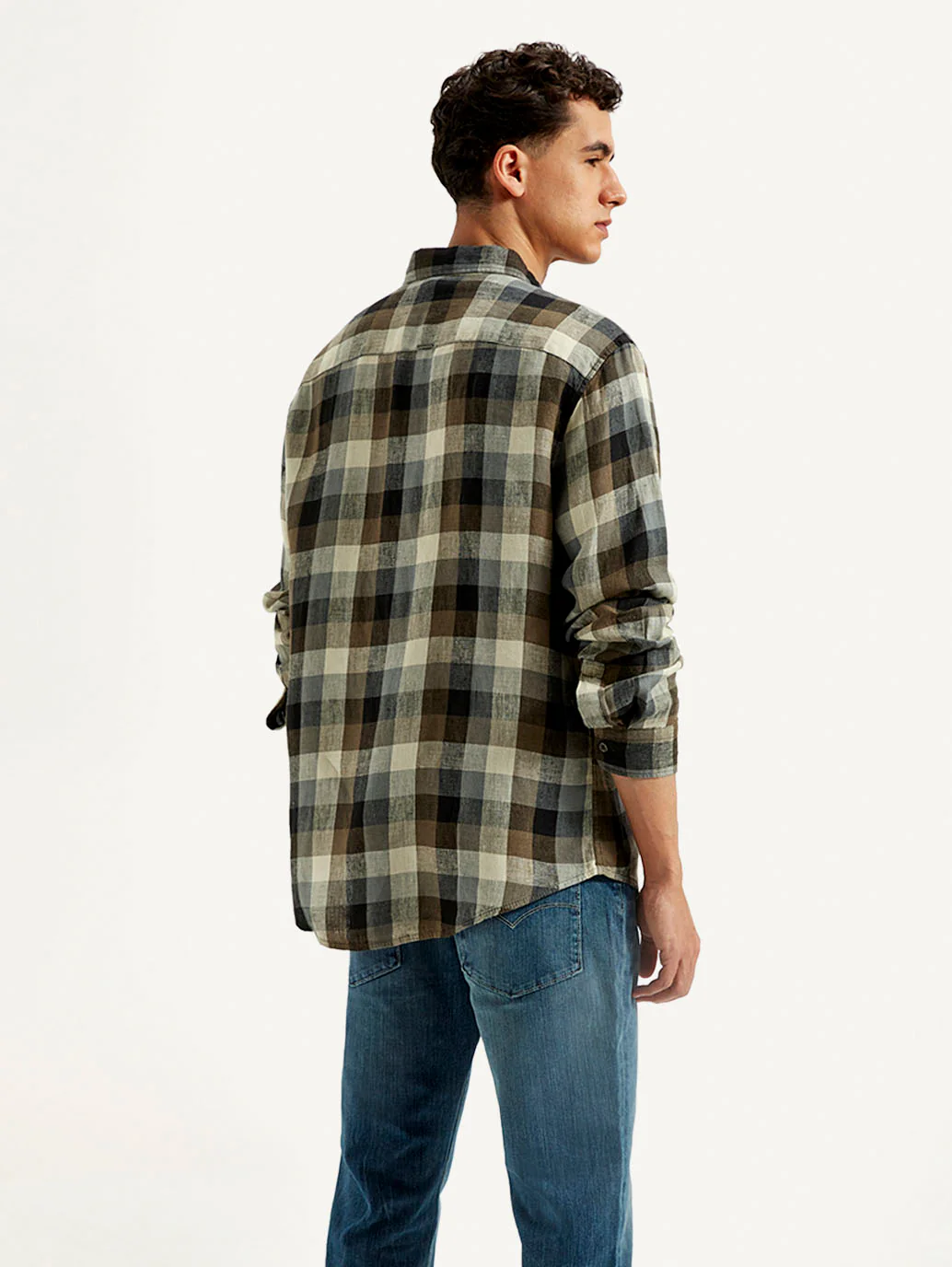 Men's Redloop Checkered Slim Fit Linen Shirt - Image 3