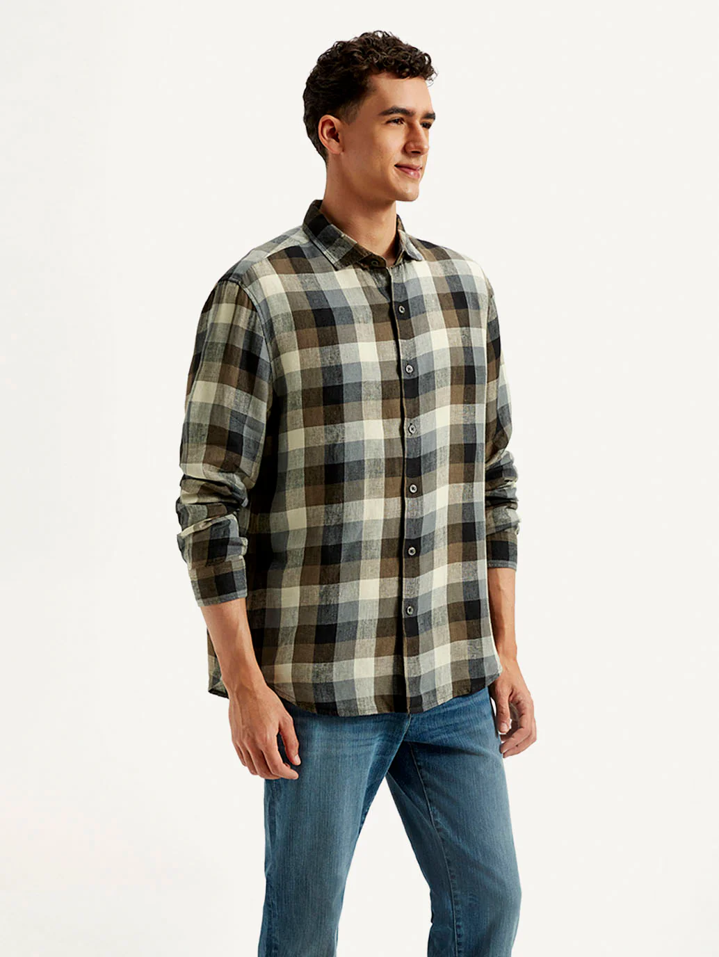 Men's Redloop Checkered Slim Fit Linen Shirt - Image 5